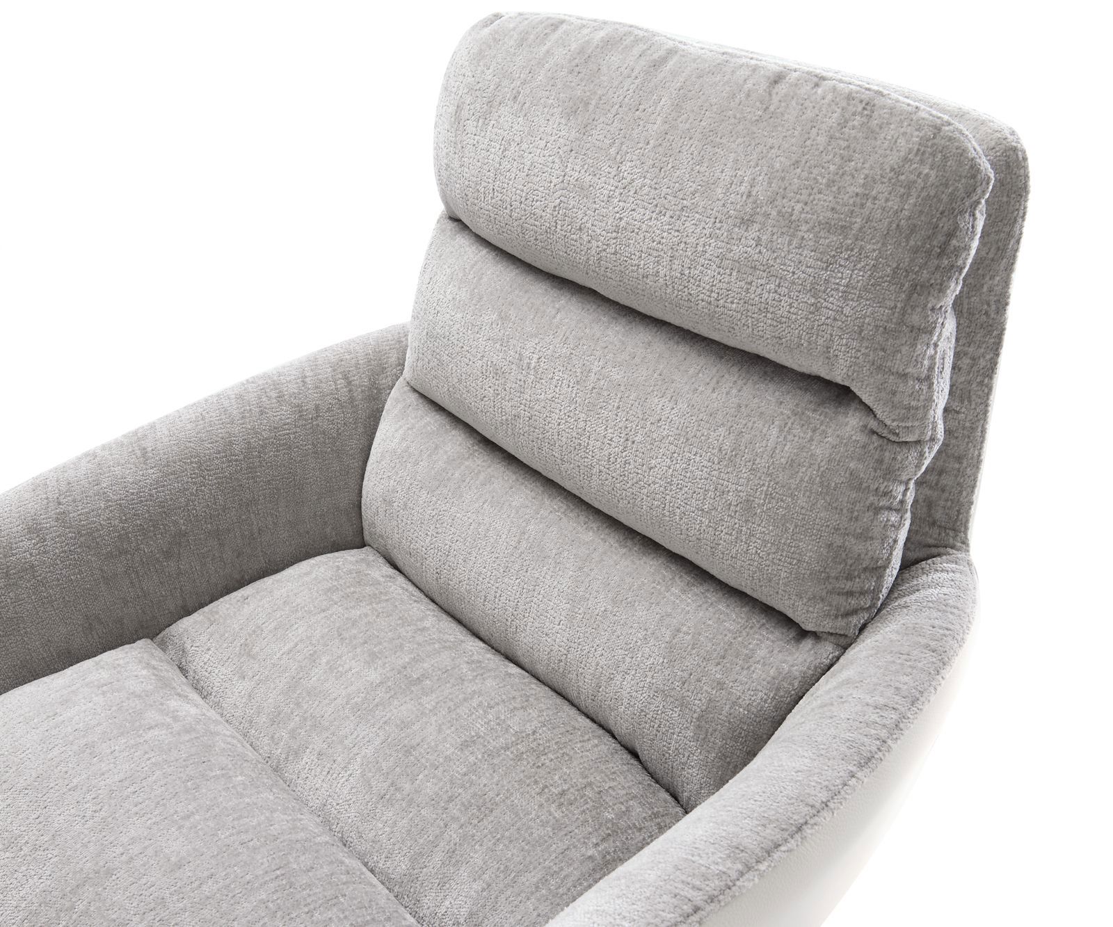 Cantilever Abelia-Flex avec accoudoirs tissu mixte cuir de vache blanc-gris argenté pied cantilever plat blanc 3