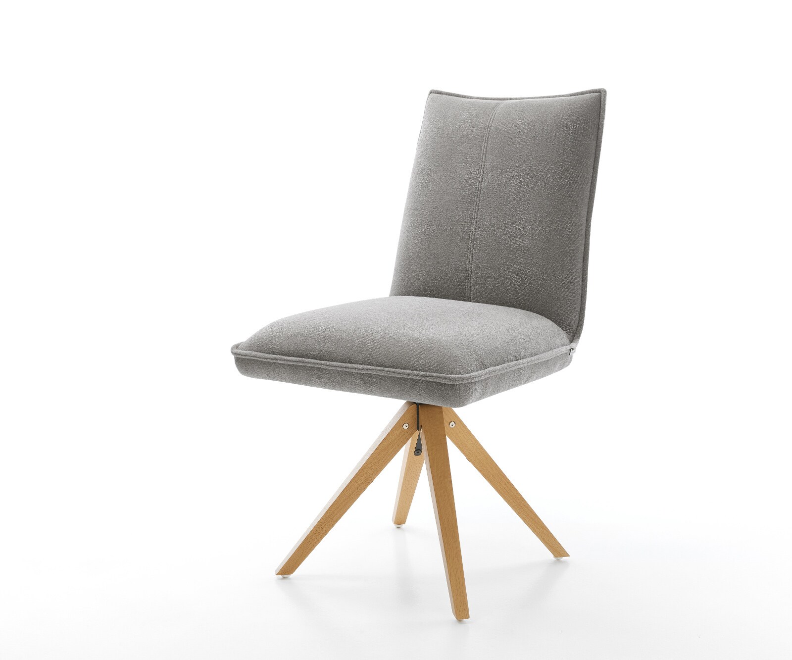 Drehstuhl Lelio-Flex Strukturstoff Soft Grau Holzgestell kantig Natur 180° drehbar Taschenfederkern 1