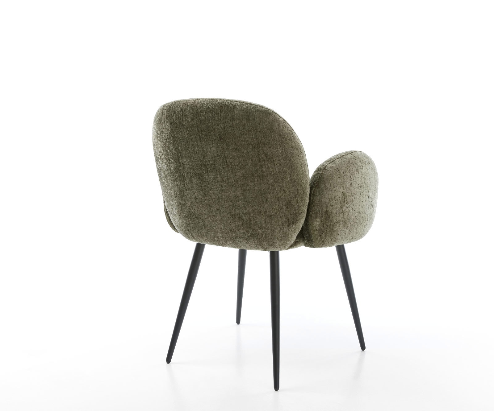 Esszimmerstuhl Nube-Flex mit Armlehnen Chenille Olive 4-Fuß konisch Schwarz Taschenfederkern 5