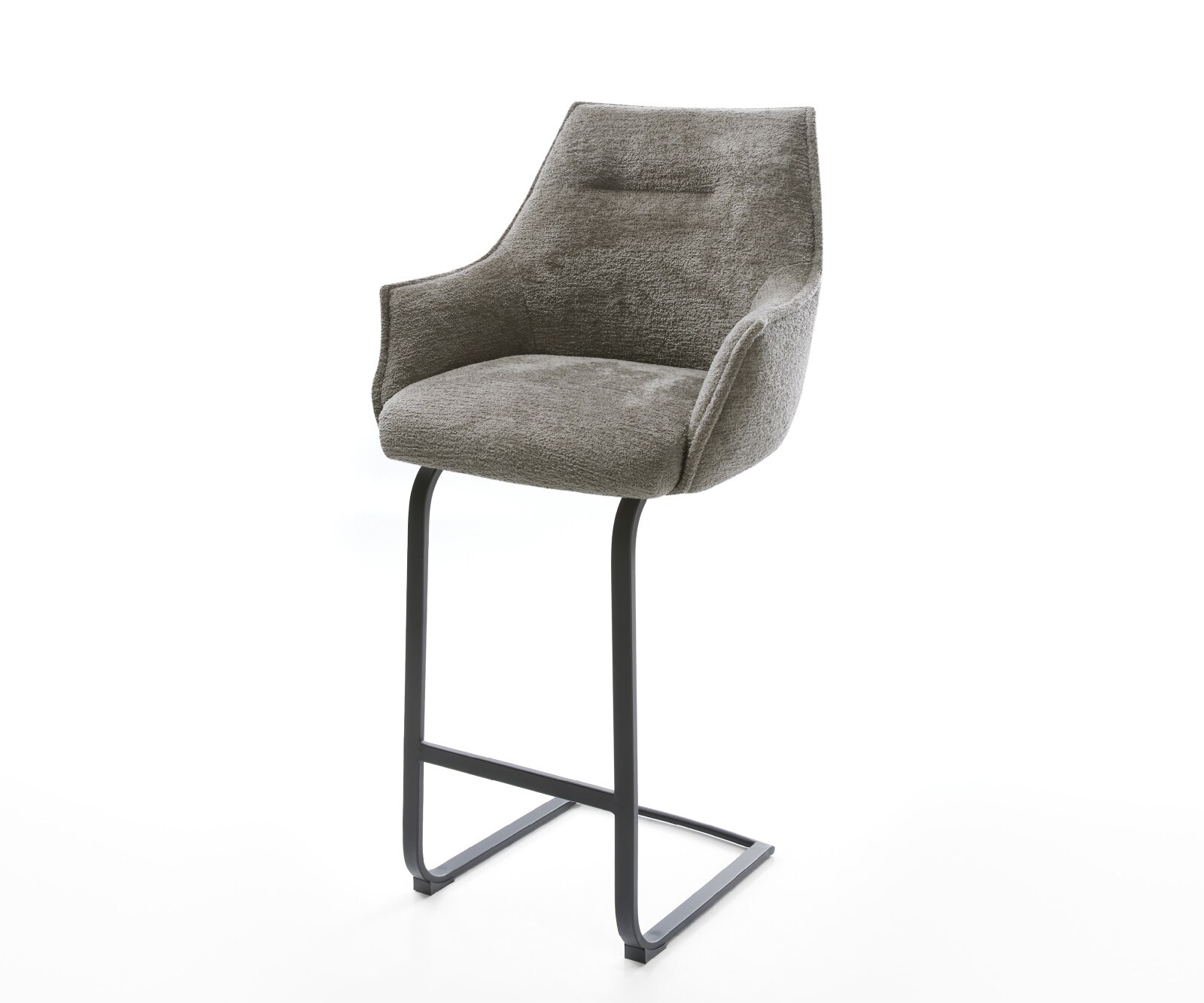 Barstuhl Alja-Flex Bouclé Soft Schlamm Freischwinger Flach Metall Schwarz Taschenfederkern 1