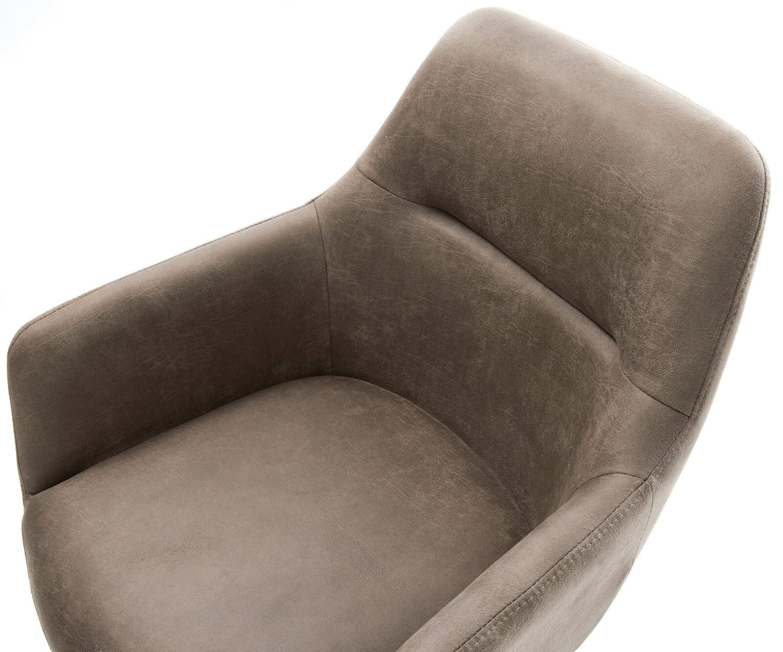 Chaise-de-salle-à-manger Pejo-Flex microvelours taupe vintage pied croisé angulaire acier inoxydable brossé ressorts ensachés 3