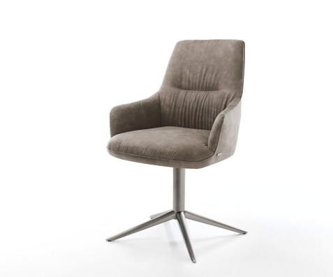 Chaise-pivotante Zelia-Flex mit Armlehnen microvelours taupe vintage pied de chaise 4 branches grafiete pivotement sur 360° fonction bascule ressorts ensachés