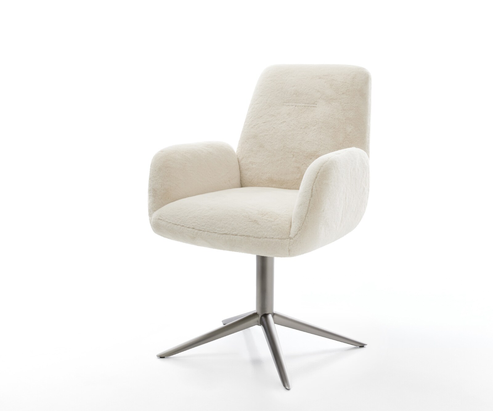 Drehstuhl Zoa-Flex Plüsch Creme-Weiß Fußkreuz Graphit 360° drehbar Wippfunktion Taschenfederkern