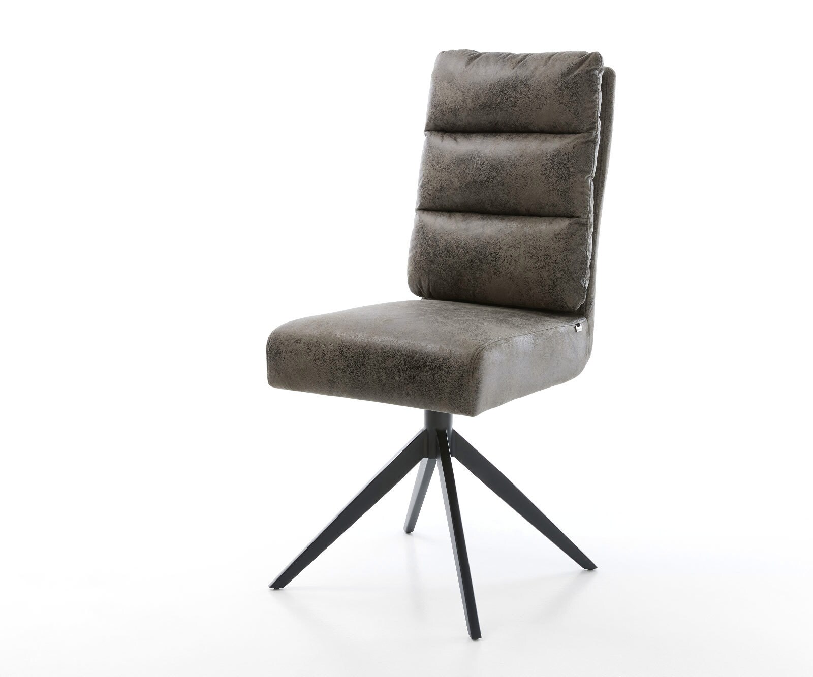 Chaise-pivotante Pela-Flex microvelours gris antique pied croisé large noir pivotement sur 360° fonction bascule ressorts ensachés