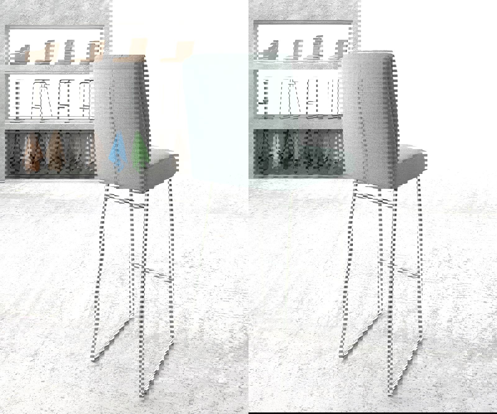 Barstuhl Pela-Flex Stripes Mint Kufengestell Edelstahl 2 Barstuhl Pela-Flex Stripes Mint Kufengestell Edelstahl 2