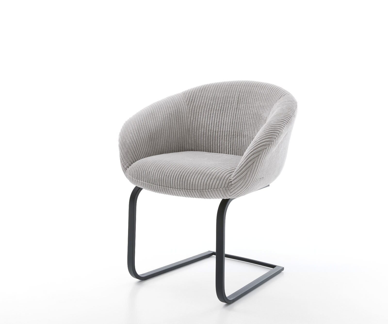 Cantilever Vinka-Flex avec accoudoirs côtelé gris argenté pied cantilever plat noir ressorts ensachés 1