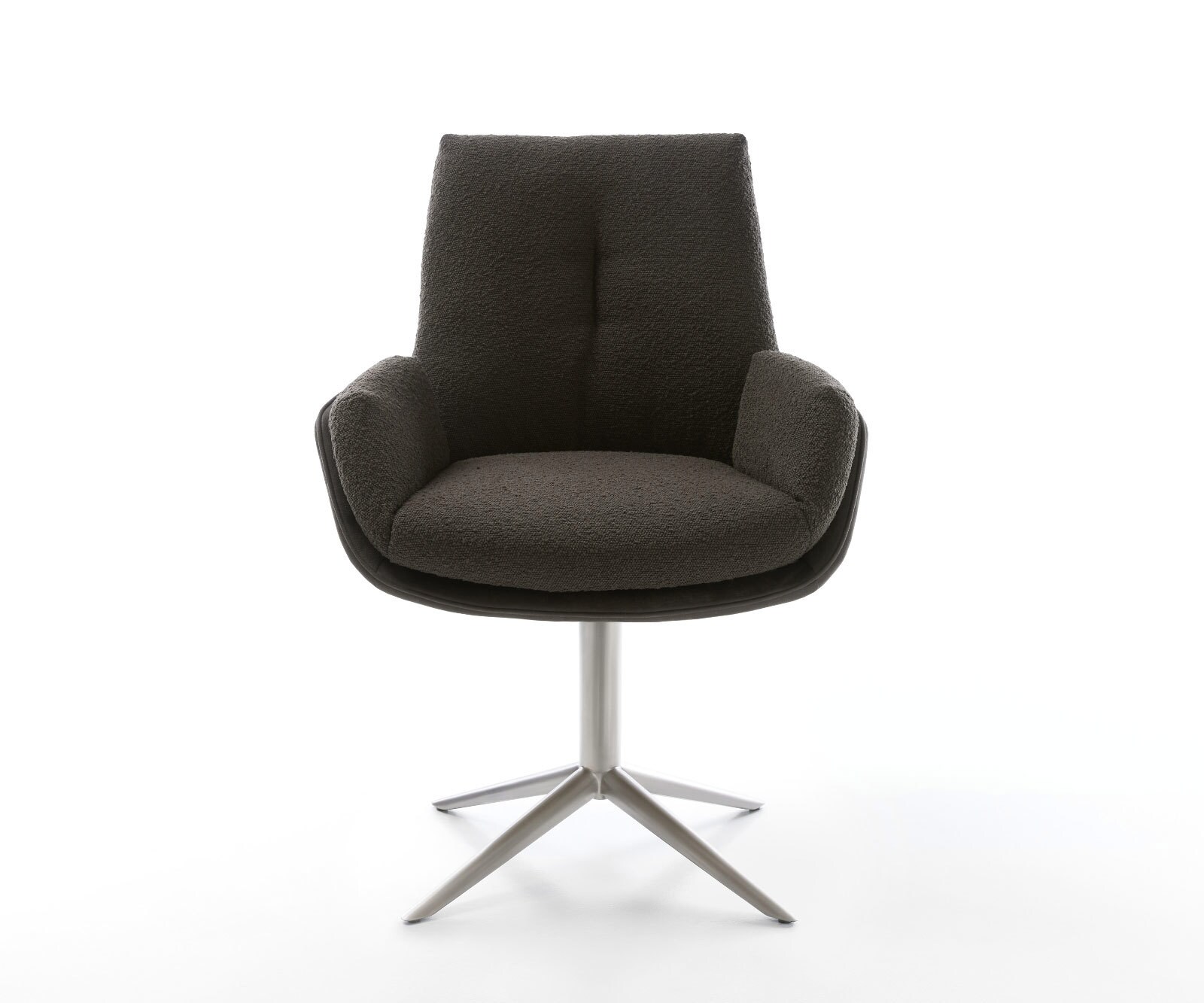 Chaise-pivotante Clea-Flex tissu mixte noir pied de chaise 4 branches acier inoxydable brossé pivotement sur 360° fonction bascule 1