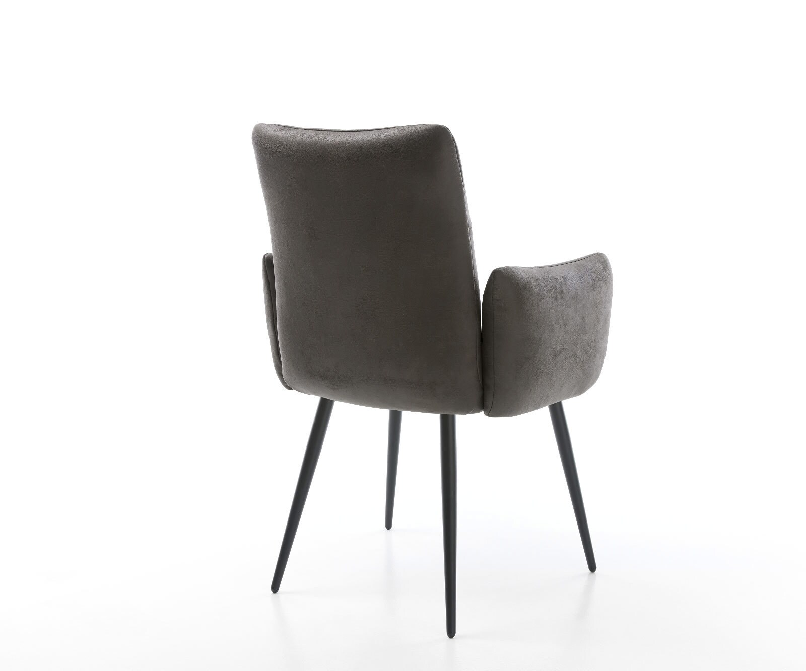 Chaise-de-salle-à-manger Jova-Flex avec accoudoirs microvelours anthracite vintage 4 pieds coniques noir ressorts ensachés 5