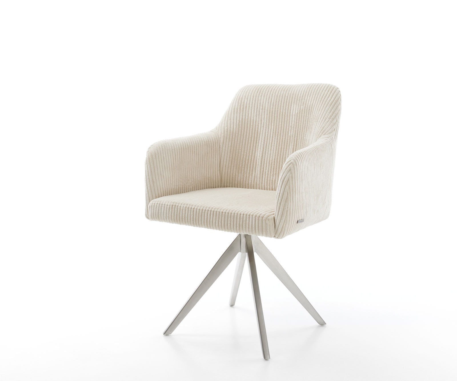 Drehstuhl Greg-Flex Cord Beige Kreuzgestell kantig Edelstahl 180° drehbar