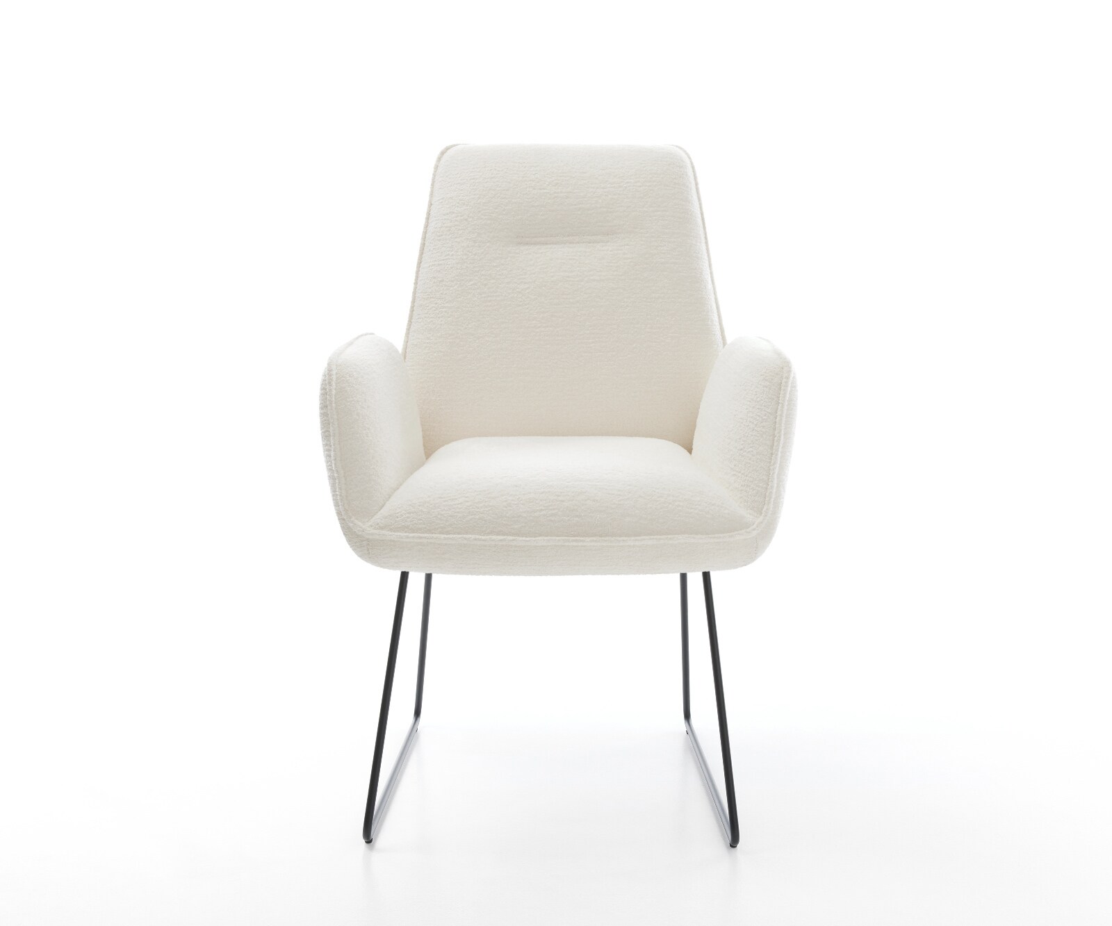 Chaise-de-salle-à-manger Zoa-Flex bouclé doux beige pied trapèze noir resorts ensachés 1