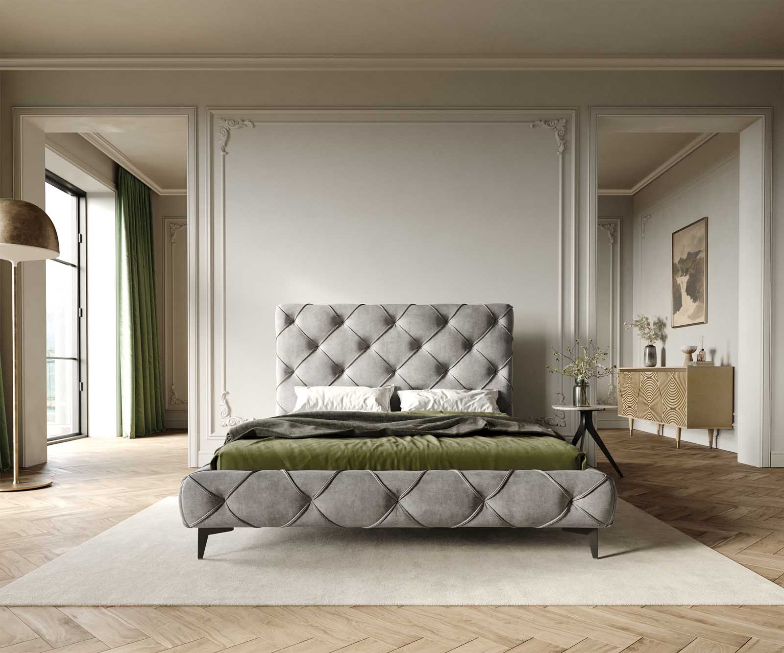 Polsterbettgestell Nayara 140x200 cm Mikrofaser Grau 1 Polsterbettgestell Nayara 140x200 cm Mikrofaser Grau 1