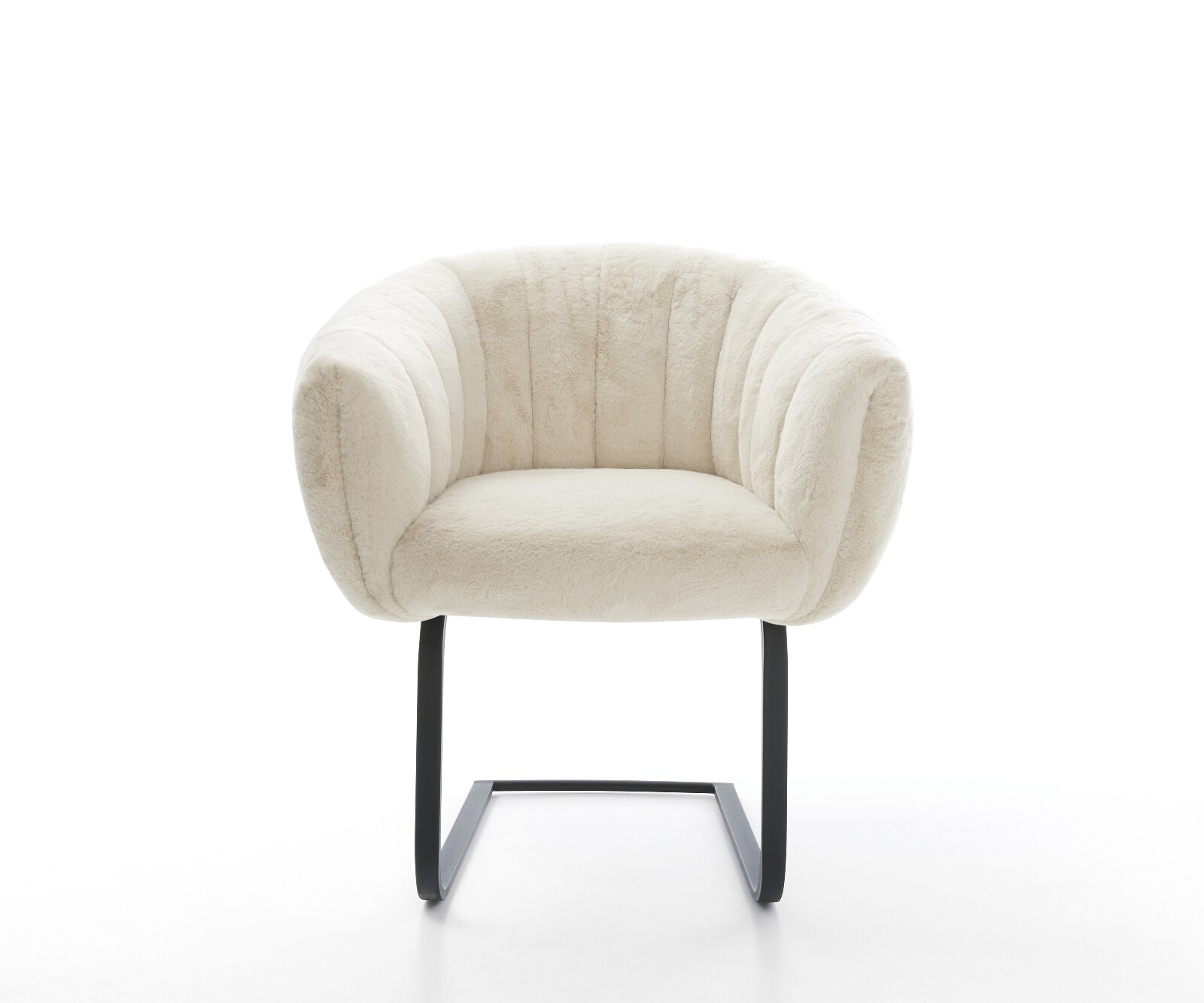 Freischwinger Jada-Flex Plüsch Creme-Weiß Freischwinger flach Schwarz Taschenfederkern 1