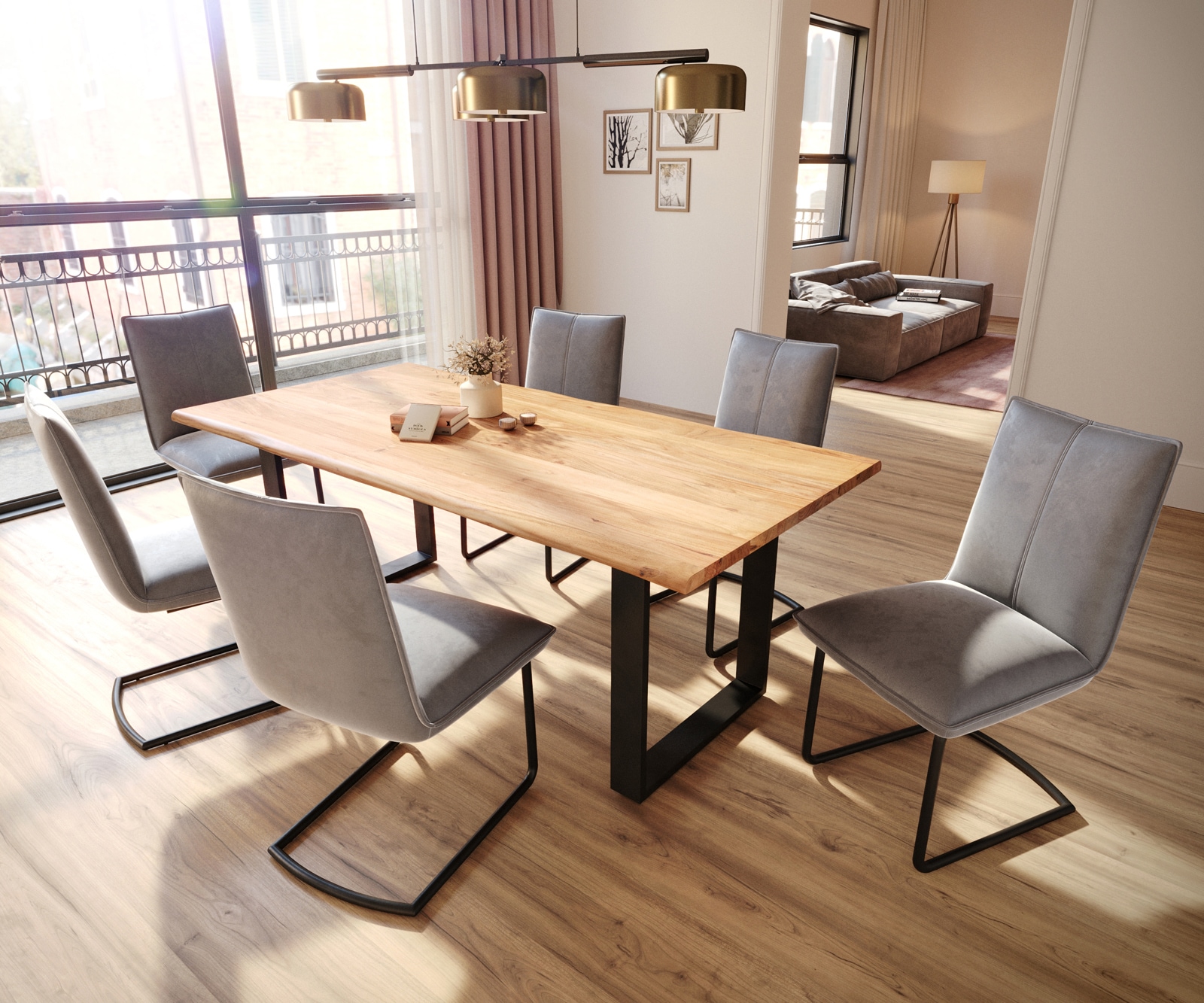 Freischwinger Lelio-Flex Samt Grau Freischwinger rund Schwarz Taschenfederkern 4