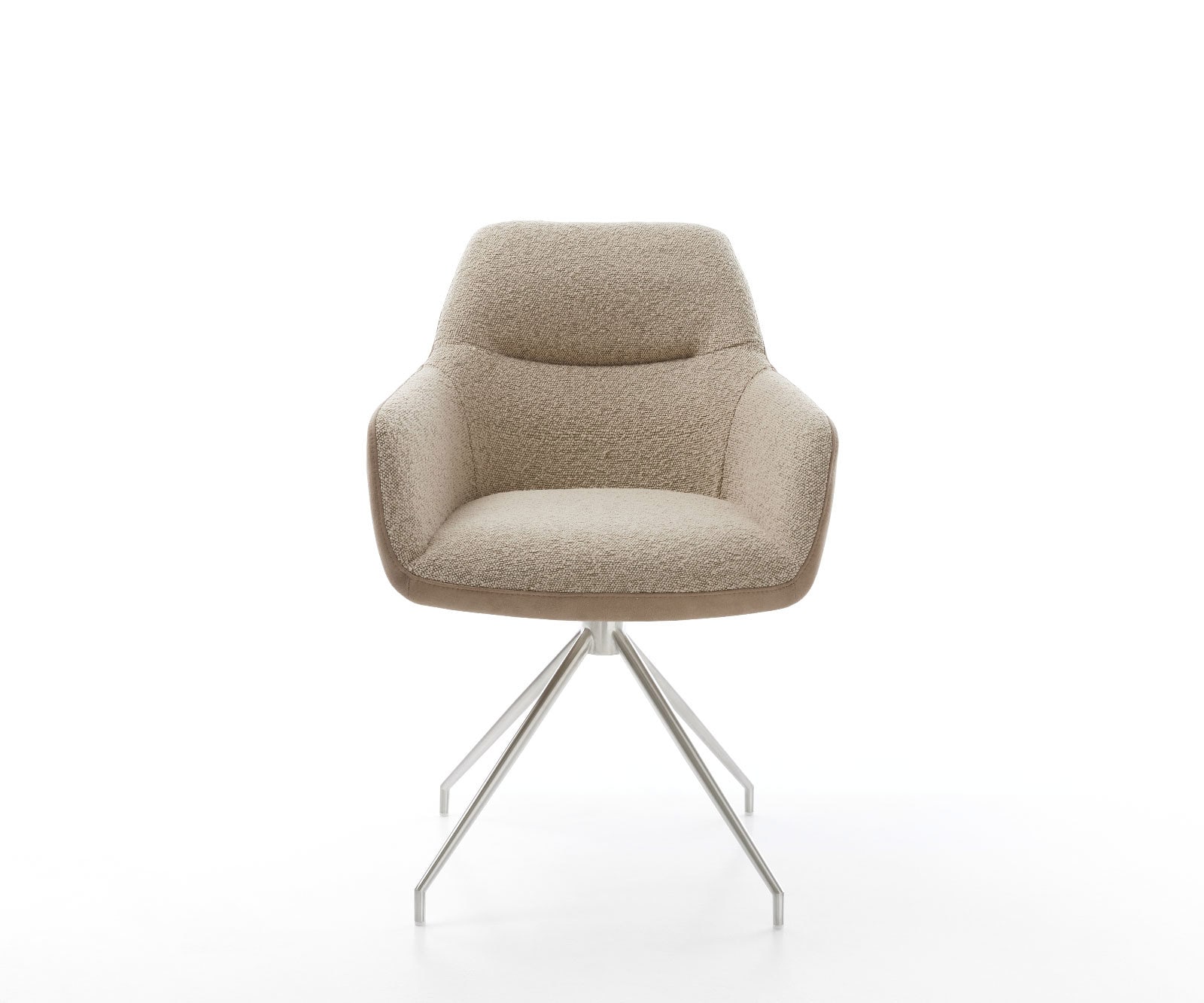 Chaise-pivotante Pejo-Flex tissu mixte couleur boue pied croisé conique acier inoxydable brossé pivotement sur 180° ressorts ensachés 1 Chaise-pivotante Pejo-Flex tissu mixte couleur boue pied croisé conique acier inoxydable brossé pivotement sur 180° ressorts ensachés 1