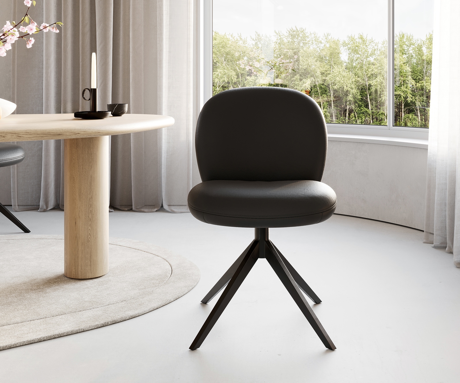 Drehstuhl Nube-Flex Echt-Leder Schwarz Kreuzgestell breit Schwarz 360° drehbar Taschenfederkern 2 Drehstuhl Nube-Flex Echt-Leder Schwarz Kreuzgestell breit Schwarz 360° drehbar Taschenfederkern 2