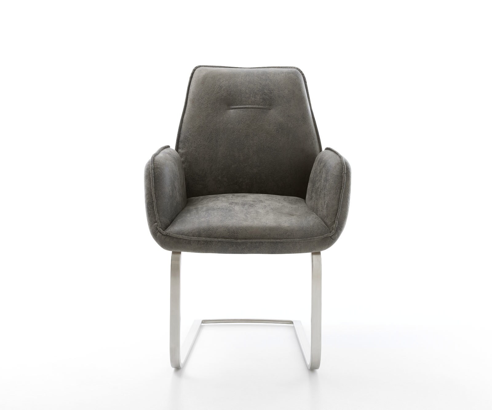 Cantilever Zoa-Flex microvelours gris antique pied cantilever plat acier inoxydable brossé ressorts ensachés 2