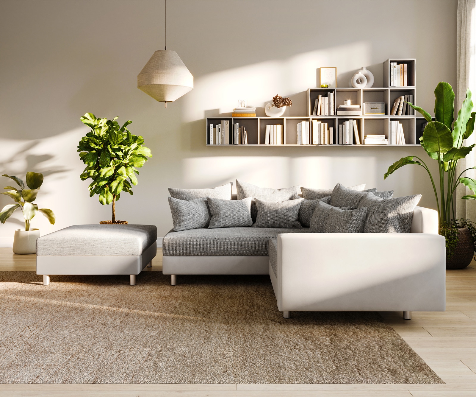 Ecksofa Clovis Weiss Hellgrau Hocker Armlehne Ottomane Links Modulsofa 3 Ecksofa Clovis Weiss Hellgrau Hocker Armlehne Ottomane Links Modulsofa 3