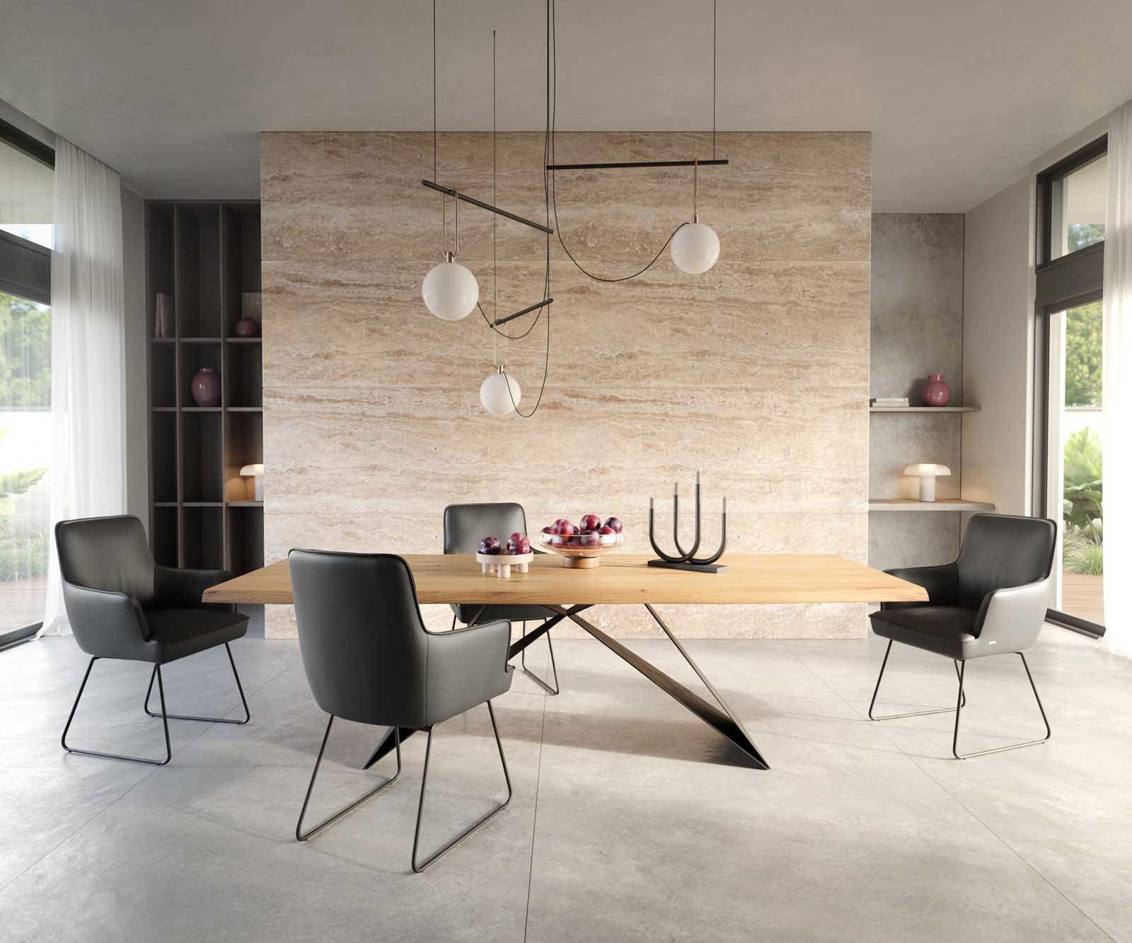 Esszimmerstuhl Heira-Flex mit Armlehnen Echt-Leder Schwarz Kufengestell Schwarz Taschenfederkern 4 Esszimmerstuhl Heira-Flex mit Armlehnen Echt-Leder Schwarz Kufengestell Schwarz Taschenfederkern 4