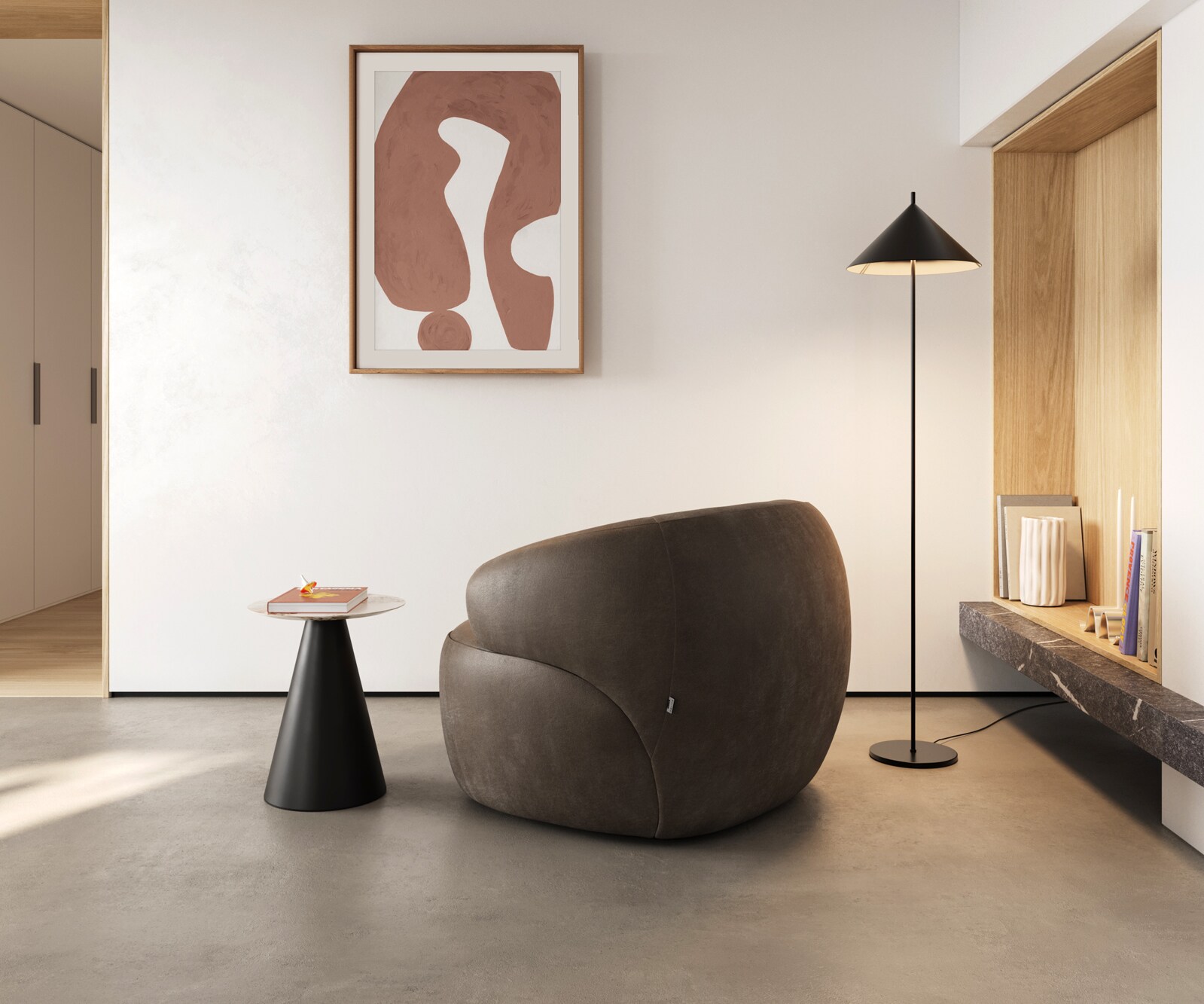 Fauteuil-lounge Nova 88x88 cm microfibre taupe vintage 4