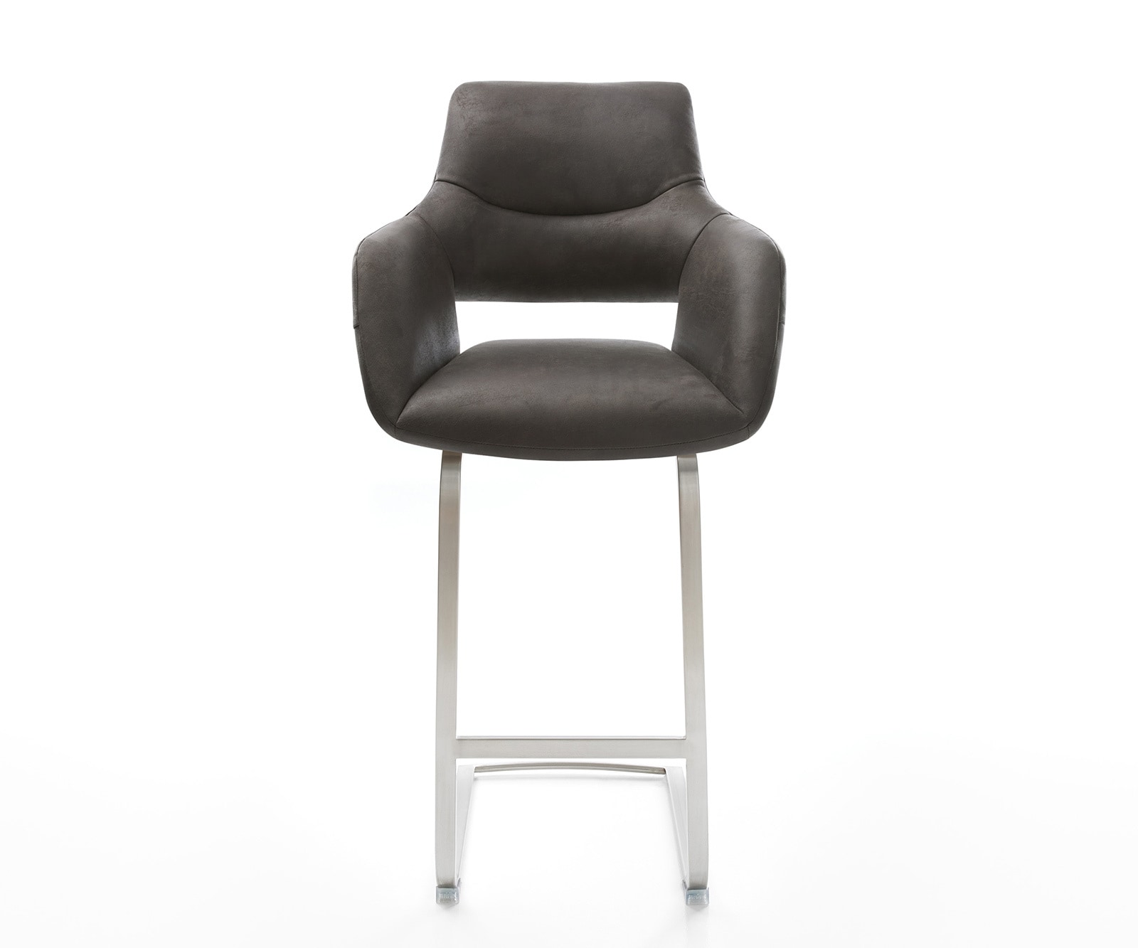 Barstuhl Yago-Flex Mikrofaser Anthrazit Vintage Freischwinger flach Edelstahl Taschenfederkern 2