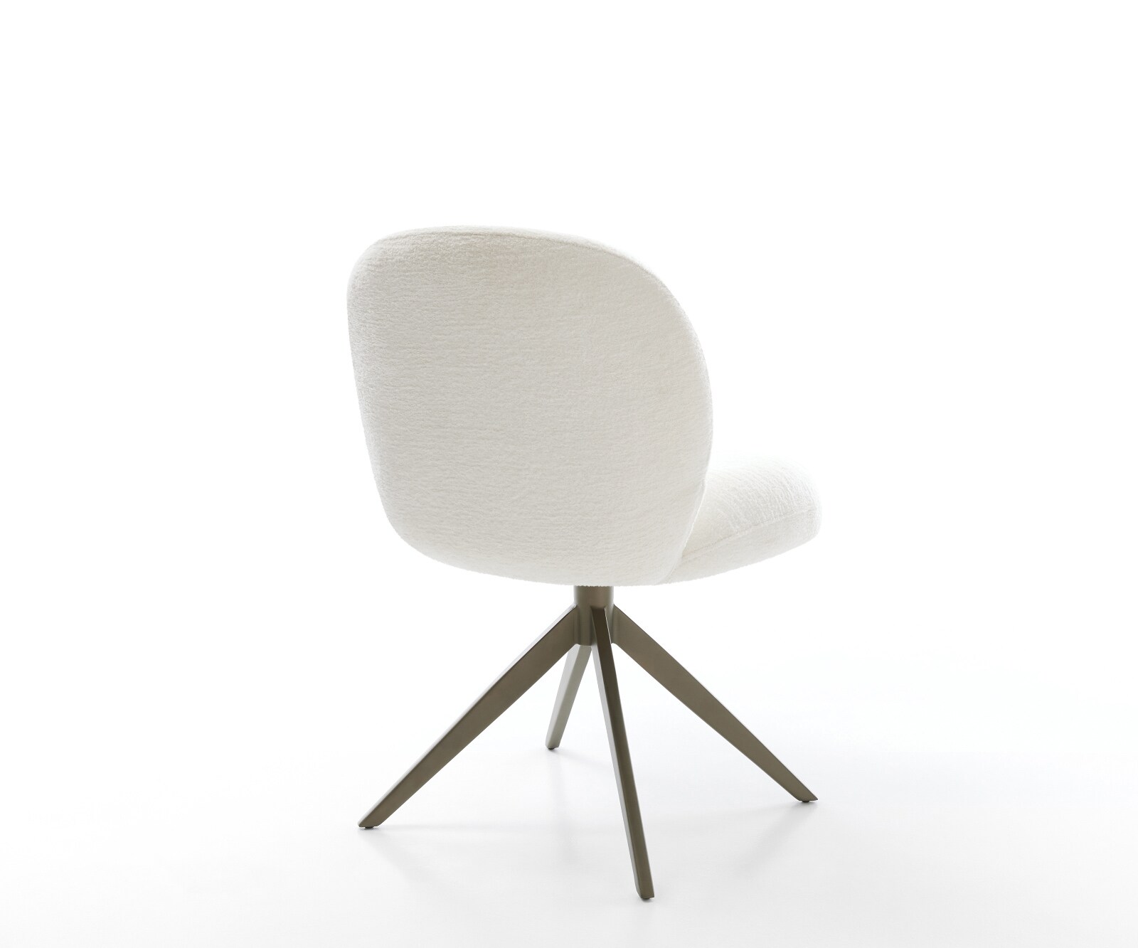 Chaise-pivotante Nube-Flex bouclé doux beige pied croisé large aspect titane pivotement sur 360° fonction bascule resorts ensachés 4