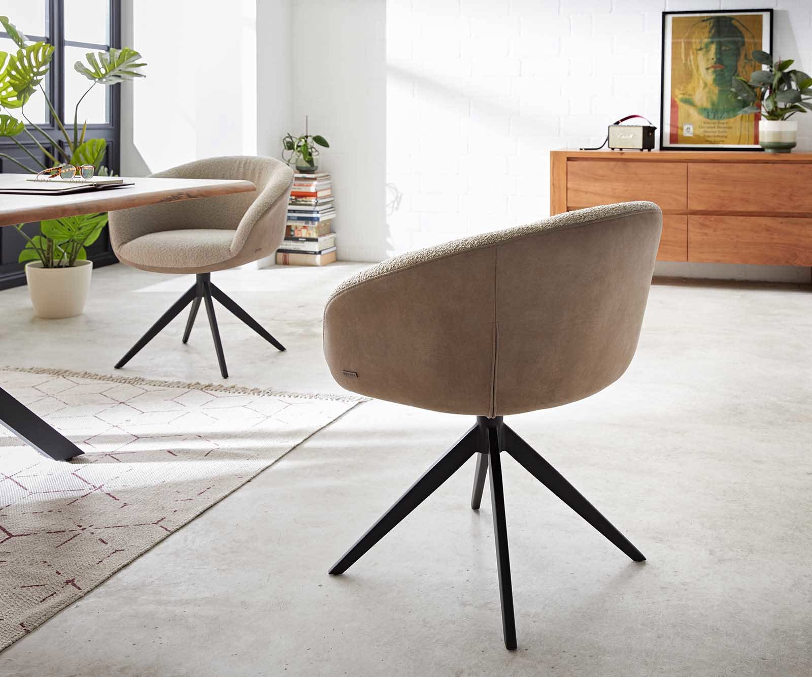 Drehstuhl Vinka-Flex mit Armlehnen Materialmix Schlamm Kreuzgestell breit Schwarz 360° drehbar Taschenfederkern 4 Drehstuhl Vinka-Flex mit Armlehnen Materialmix Schlamm Kreuzgestell breit Schwarz 360° drehbar Taschenfederkern 4