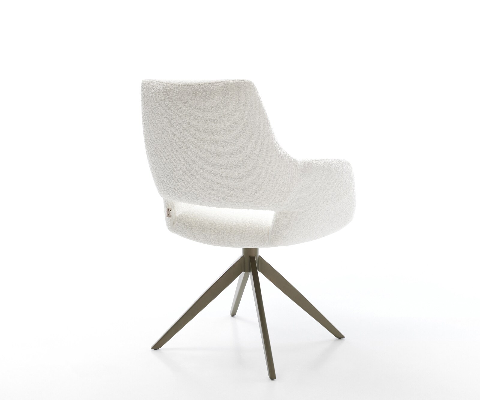 Drehstuhl Yago-Flex mit Armlehnen Bouclé Creme-Weiß Kreuzgestell breit Effektfinish Titan 360° drehbar Wippfunktion Taschenfederkern 6