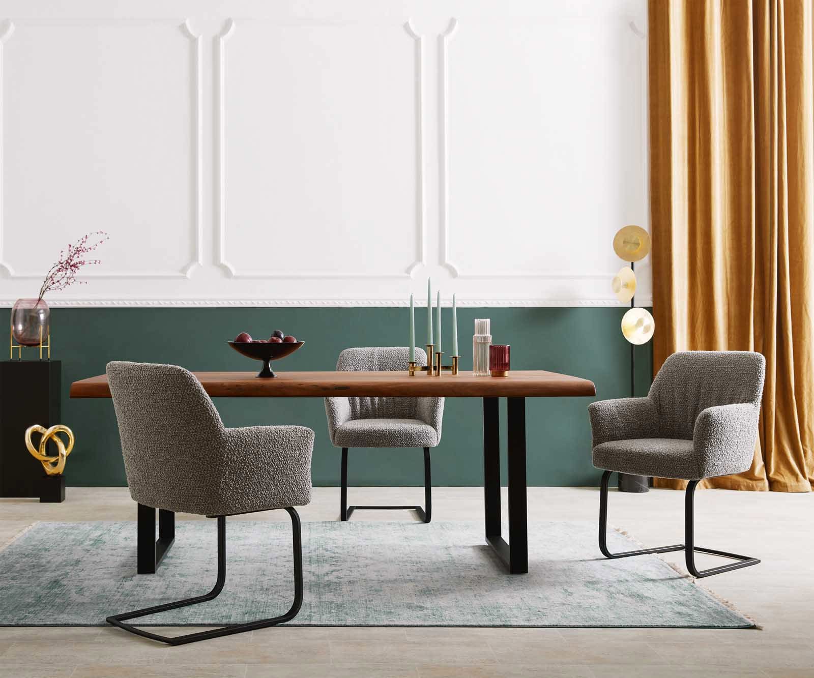 Freischwinger Xana-Flex mit Armlehnen Bouclé Silbergrau Freischwinger flach Schwarz Taschenfederkern 6 Freischwinger Xana-Flex mit Armlehnen Bouclé Silbergrau Freischwinger flach Schwarz Taschenfederkern 6