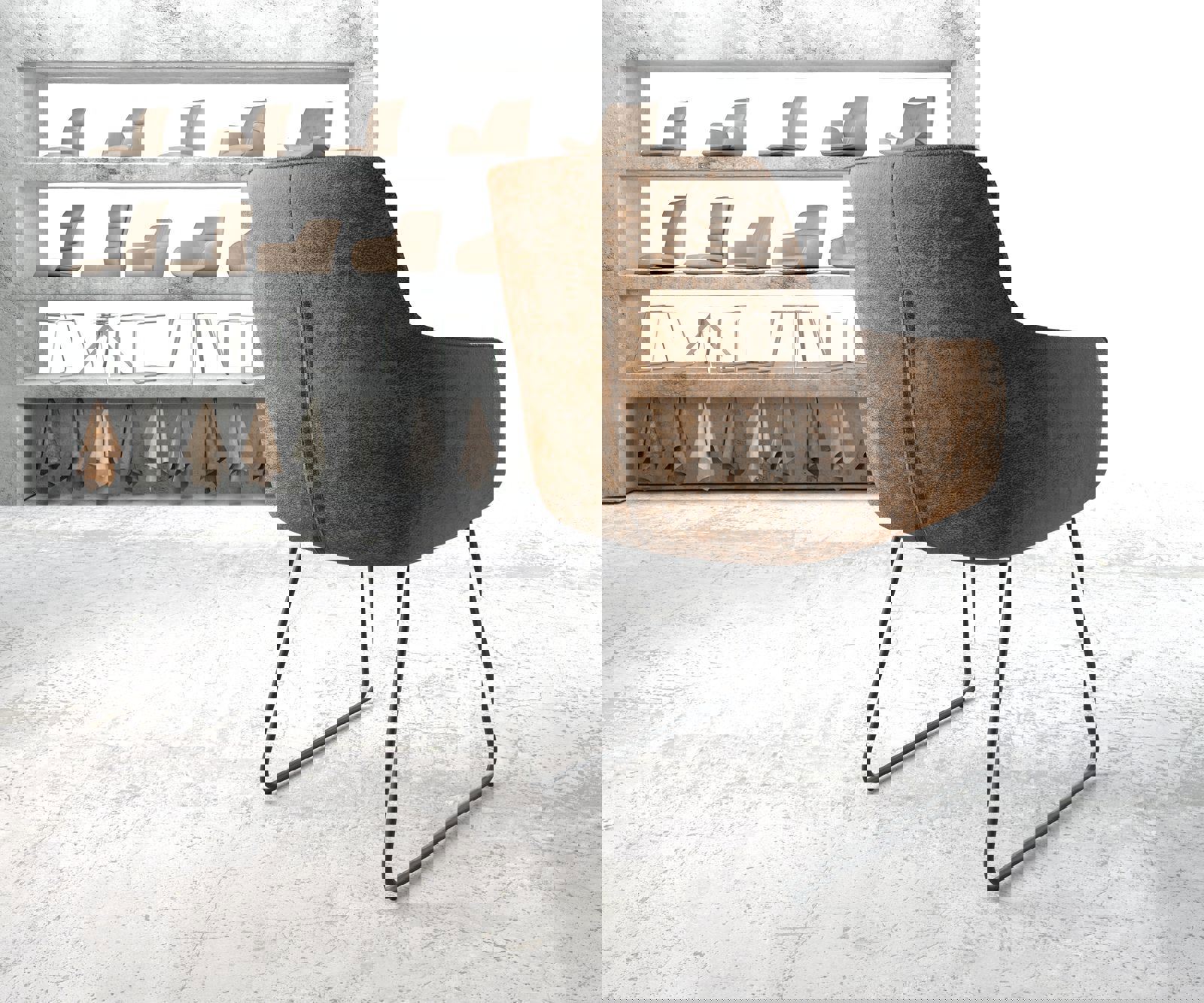 Fauteuil Pejo-Flex brun antique cadre patin noir 3 Fauteuil Pejo-Flex brun antique cadre patin noir 3