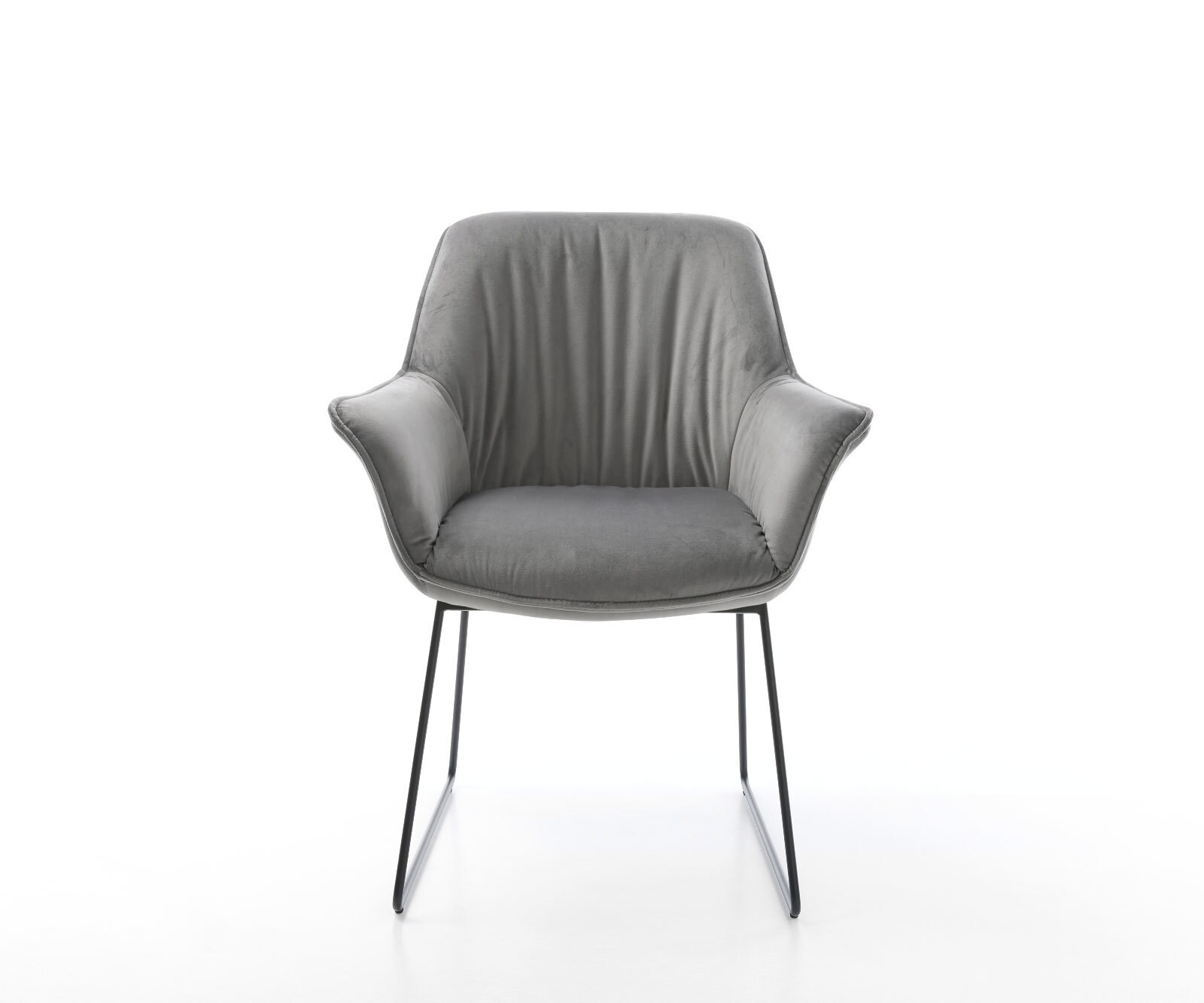 Esszimmerstuhl Keila-Flex mit Armlehnen Samt Grau Kufengestell Schwarz 4 Esszimmerstuhl Keila-Flex mit Armlehnen Samt Grau Kufengestell Schwarz 4