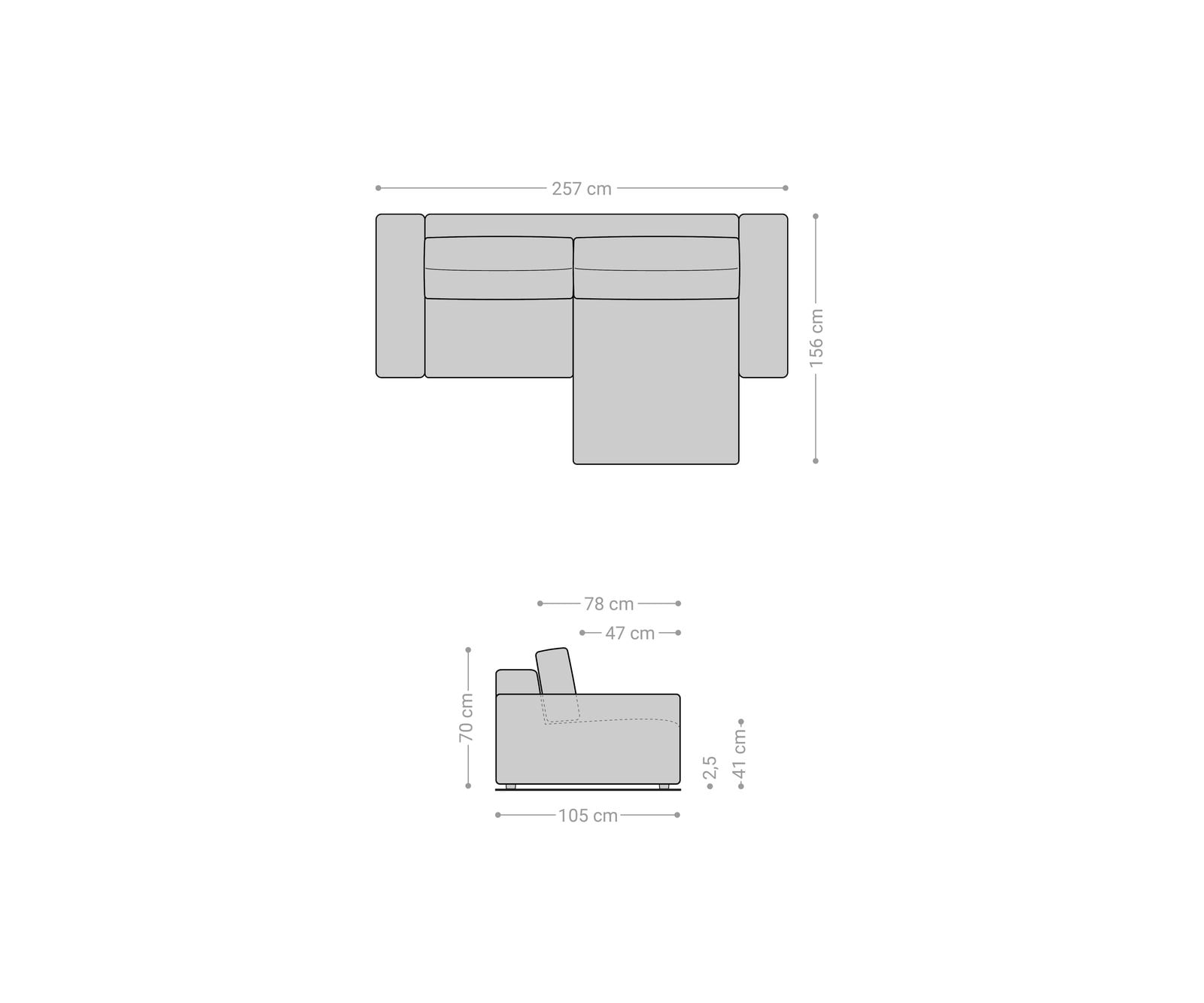 Ecksofa Lanzo L 260x160 cm Cord Silbergrau Recamiere variabel 6 Ecksofa Lanzo L 260x160 cm Cord Silbergrau Recamiere variabel 6