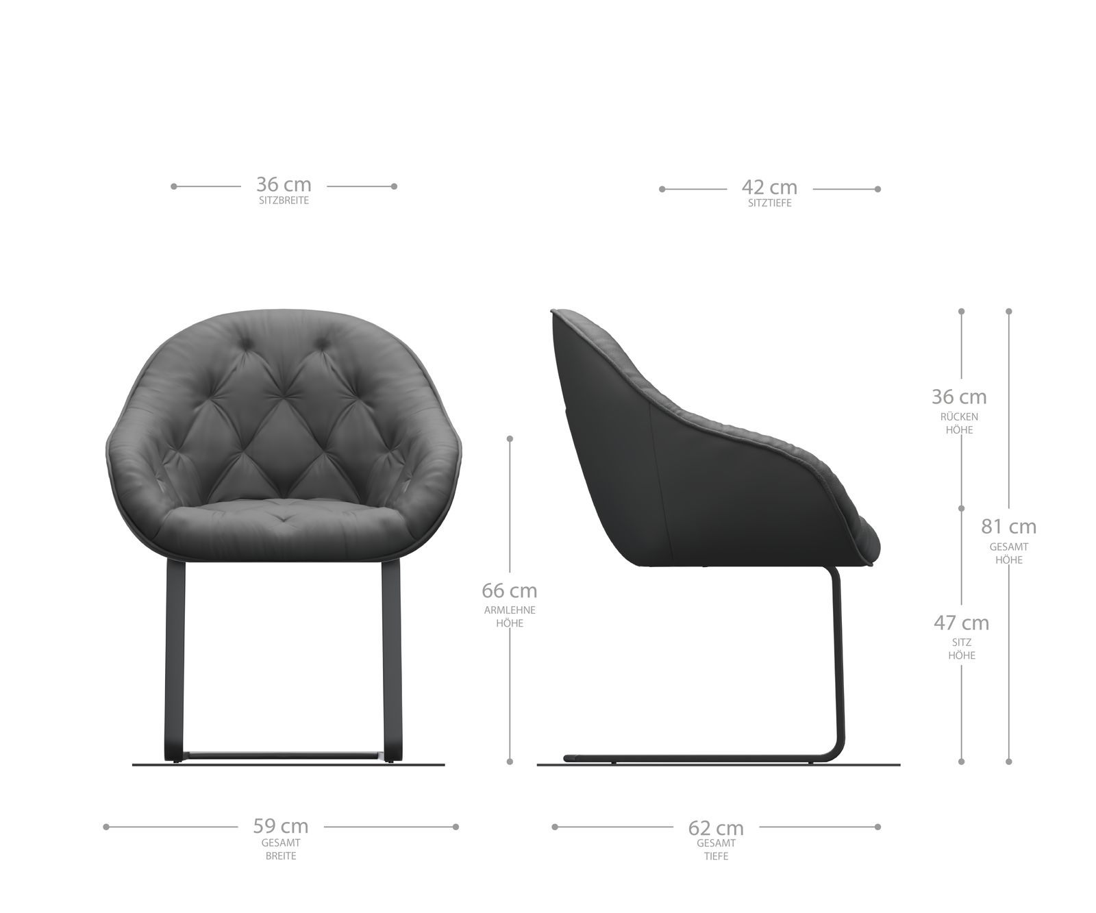 Cantilever Gaio-Flex anthracite vintage cantilever plat noir 4