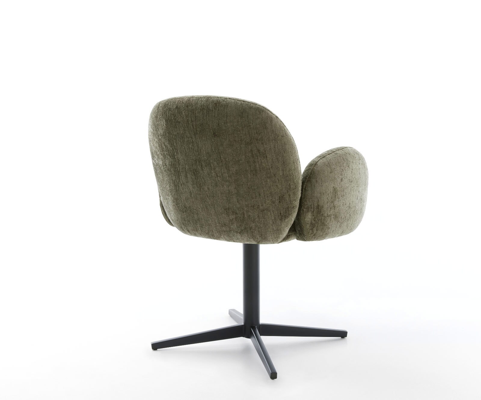 Chaise-pivotante Nube-Flex avec accoudoirs chenille olive pied de chaise 4 branches noir pivotement sur 360° ressorts ensachés 5