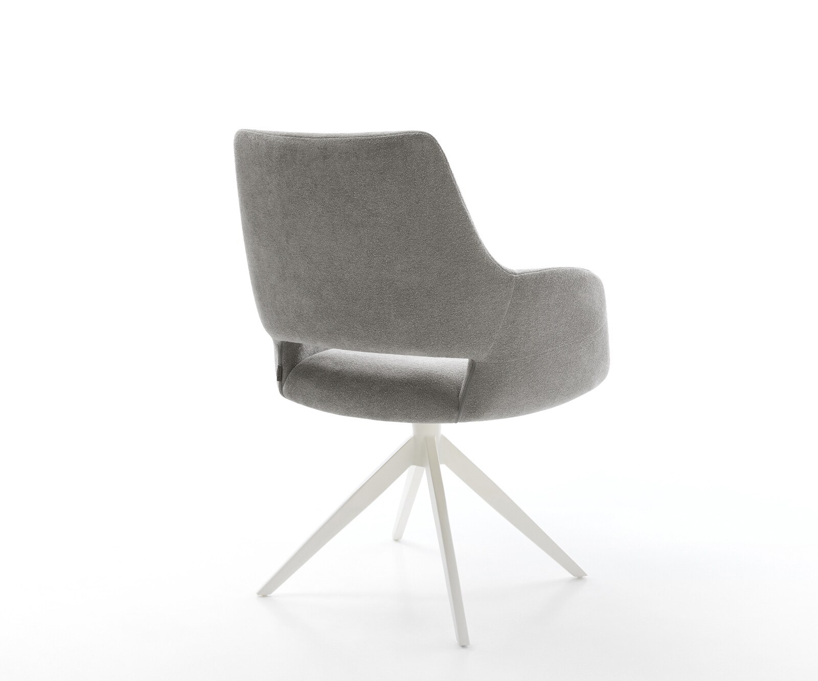 Chaise-pivotante Yago-Flex avec accoudoirs tissu structuré doux gris pied croisé large blanc pivotement sur 360° fonction bascule resorts ensachés 4
