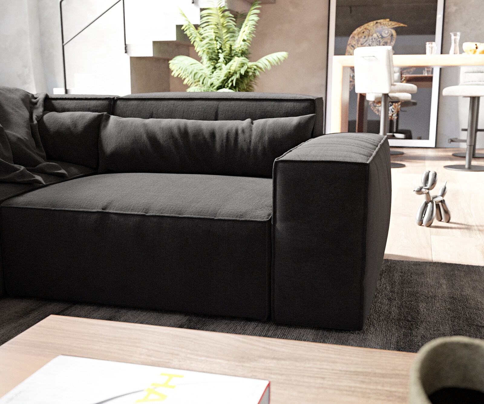 Wohnlandschaft Sirpio 300x200 cm Mikrofaser Schwarz Recamiere variabel 5