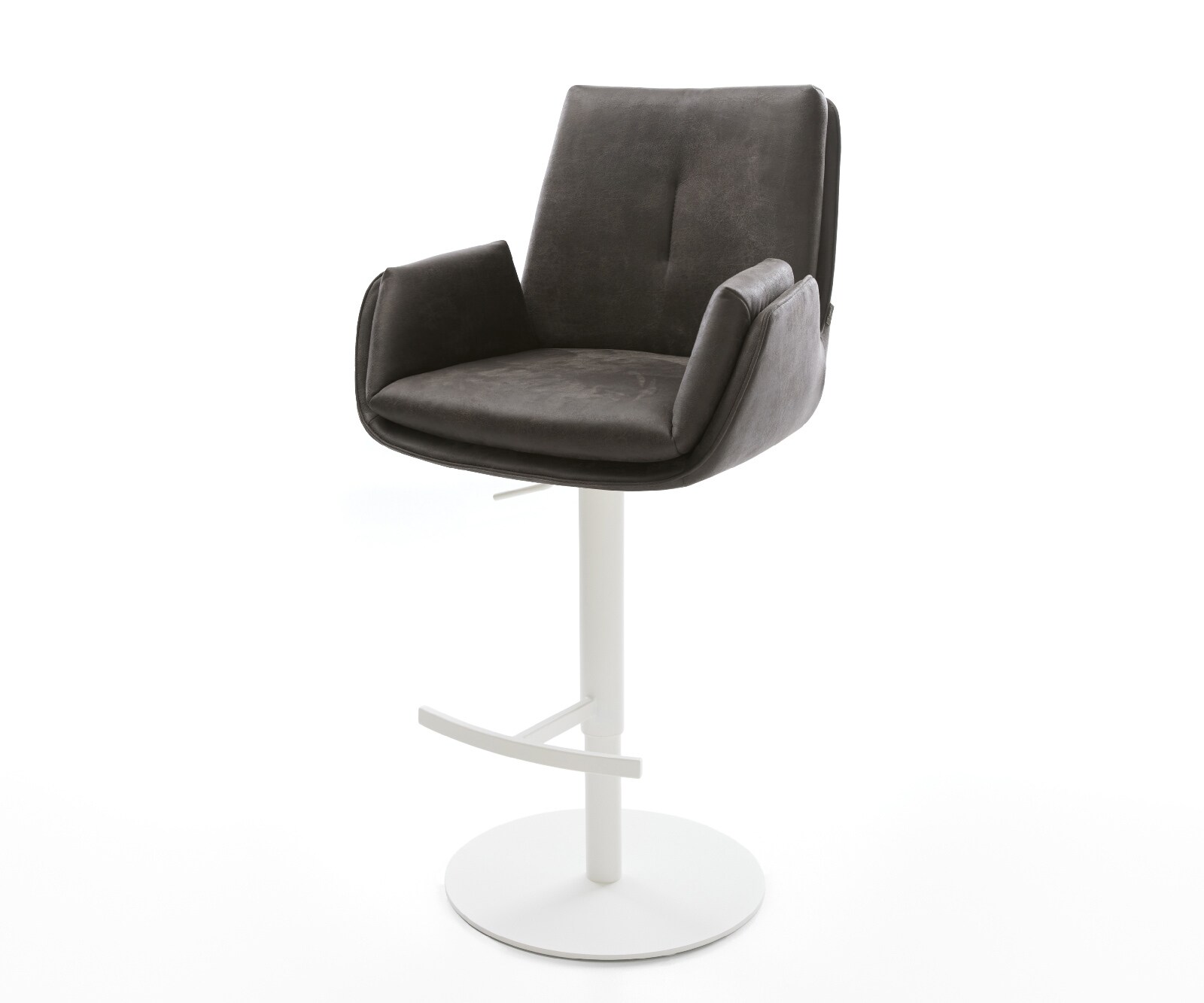 Chaise-de-bar Clea-Flex Microfibre Anthracite vintage Pied pivotant réglable en hauteur blanc Blanc 1