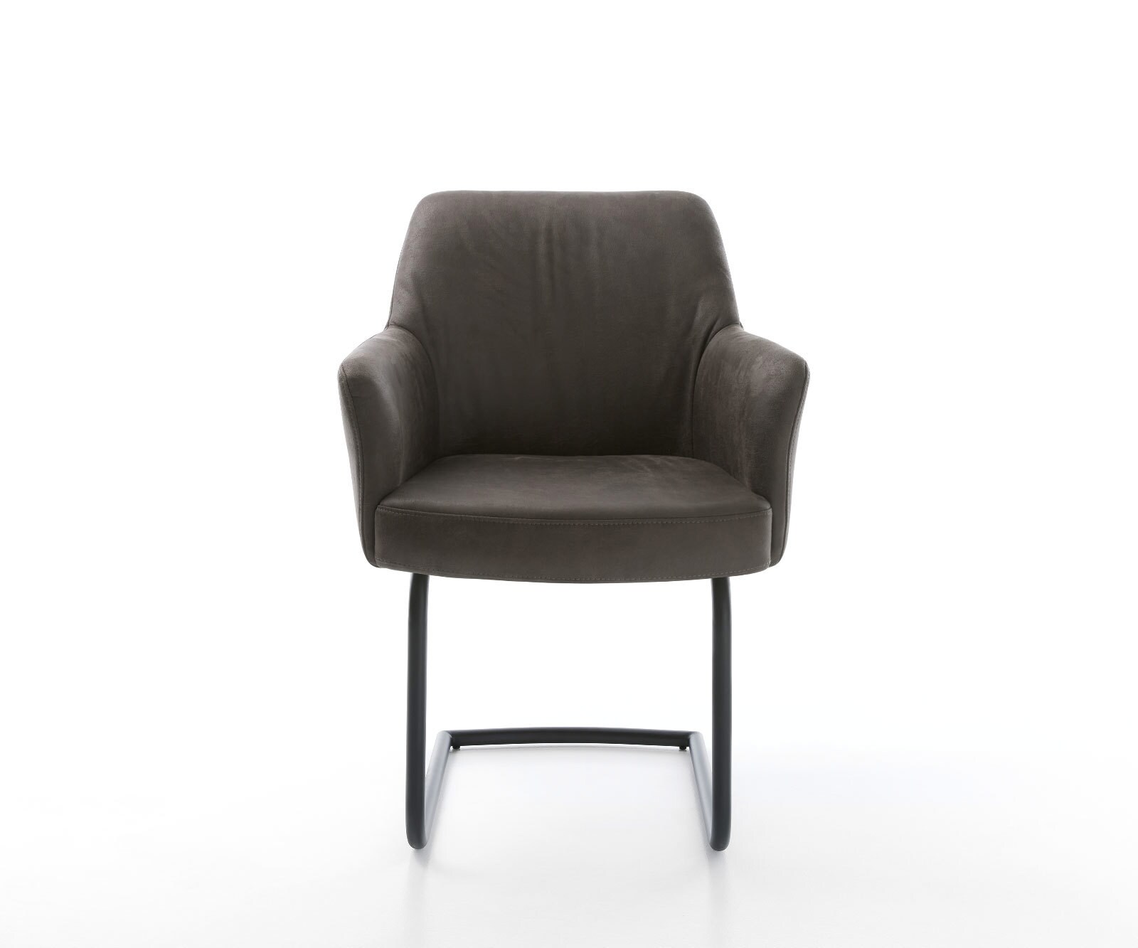 Cantilever Xana-Flex avec accoudoirs microvelours anthracite vintage pied cantilever rond noir ressorts ensachés 1