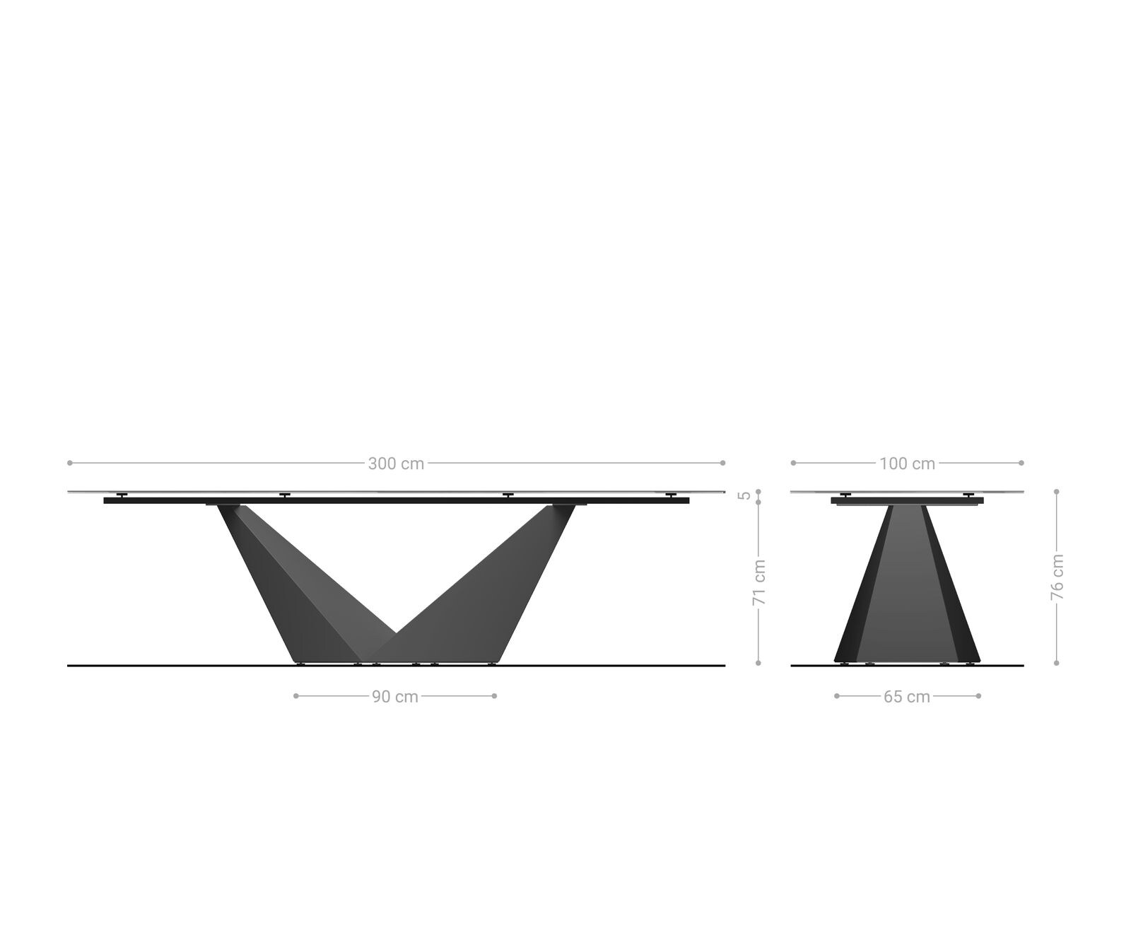 Table à manger Edge 300x100 cm céramique Onyx Pearl Prisma métal doré 9