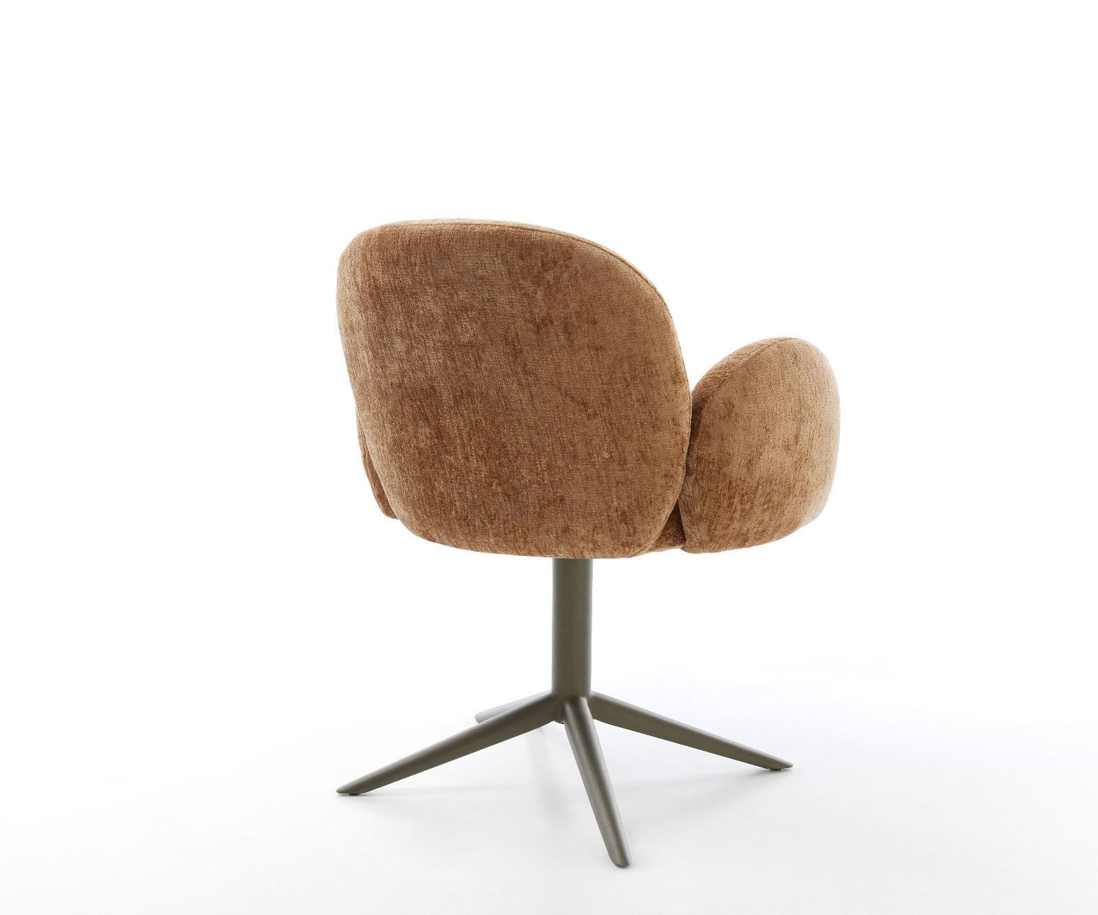 Chaise-pivotante Nube-Flex avec accoudoirs chenille rouille pied de chaise 4 branches aspect titane pivotement sur 360° fonction bascule ressorts ensachés 5