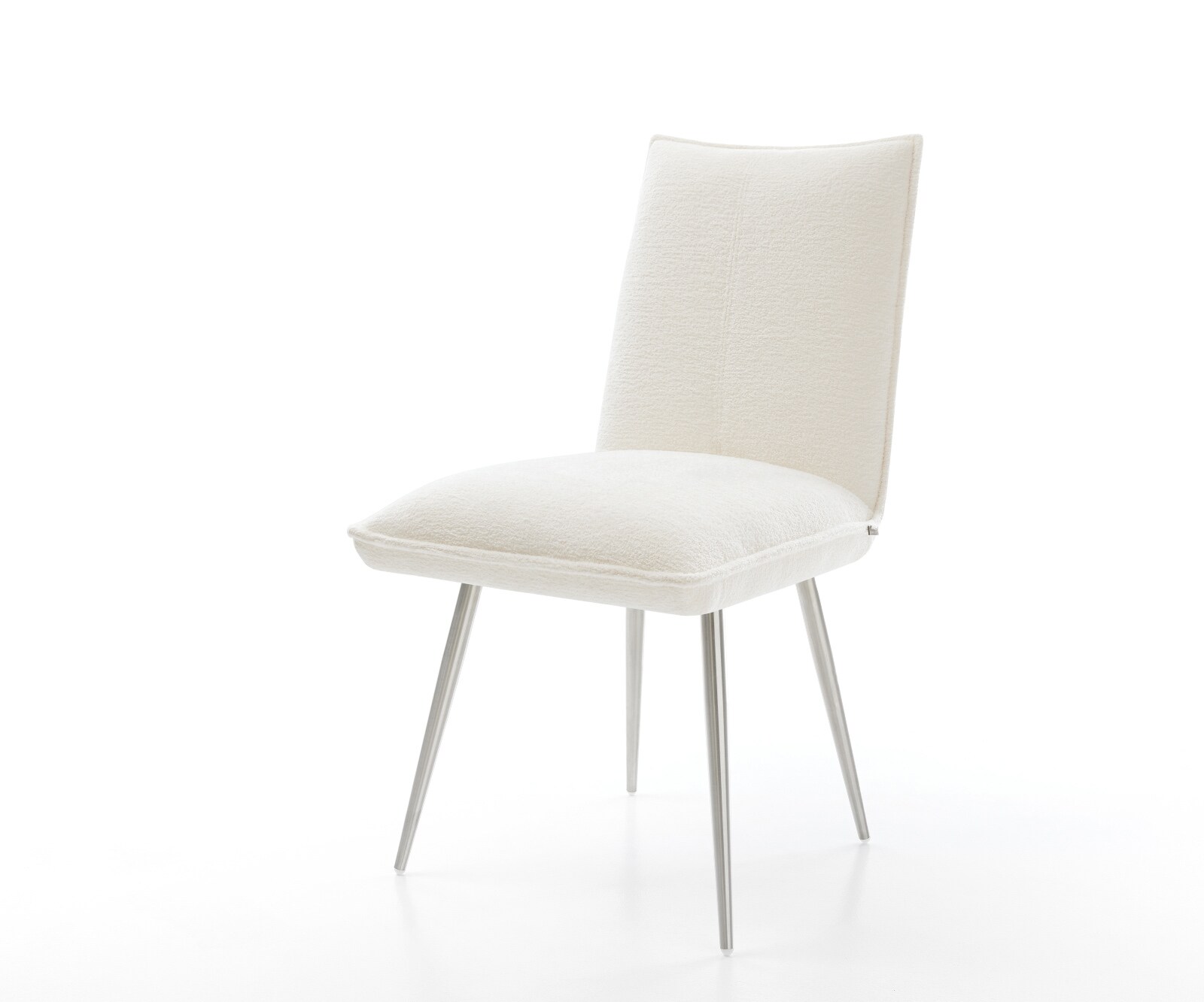 Esszimmerstuhl Lelio-Flex Bouclé Soft Beige 4-Fuß konisch Edelstahl Taschenfederkern 1