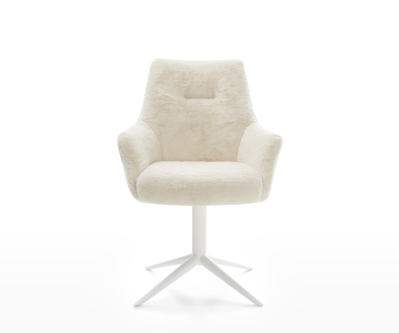 Chaise-pivotante Alja-Flex avec accoudoirs peluche crème-blanc pied de chaise 4 branches blanc pivotement sur 360° fonction bascule resorts ensachés 2