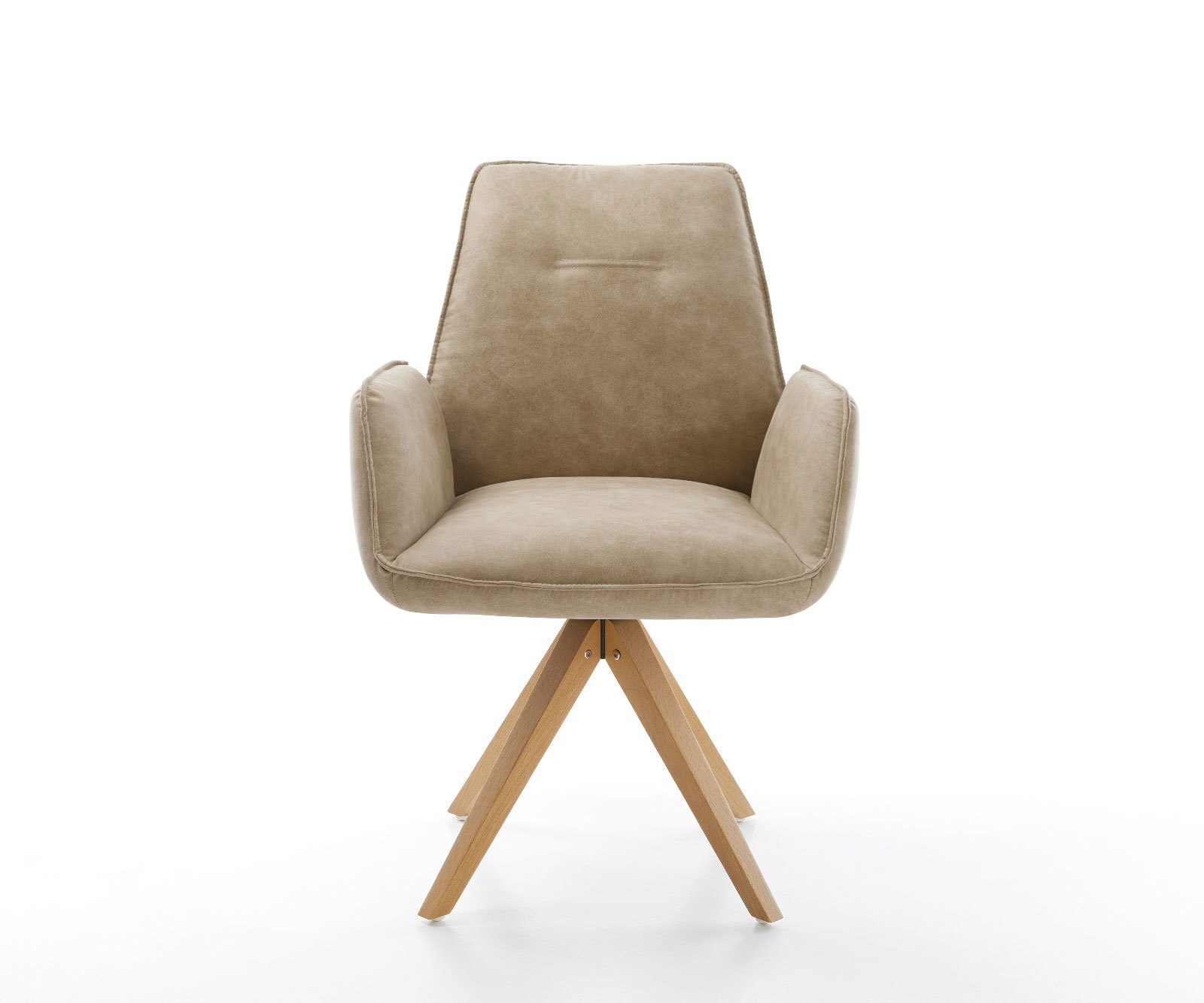 Esszimmerstuhl Zoa-Flex Mikrofaser Beige Vintage Holzgestell kantig Natur Taschenfederkern 1
