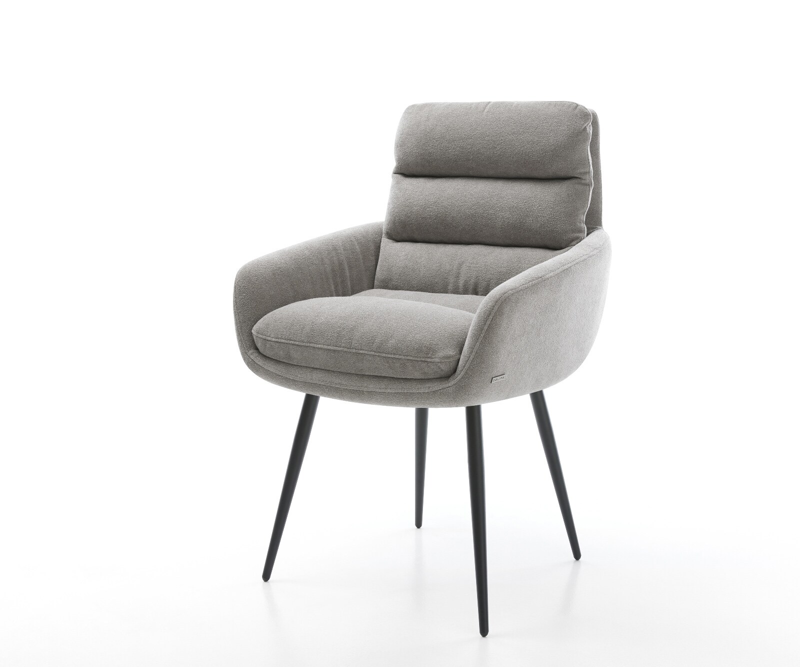 Esszimmerstuhl Abelia-Flex mit Armlehnen Strukturstoff Soft Grau 4-Fuß konisch Schwarz 1