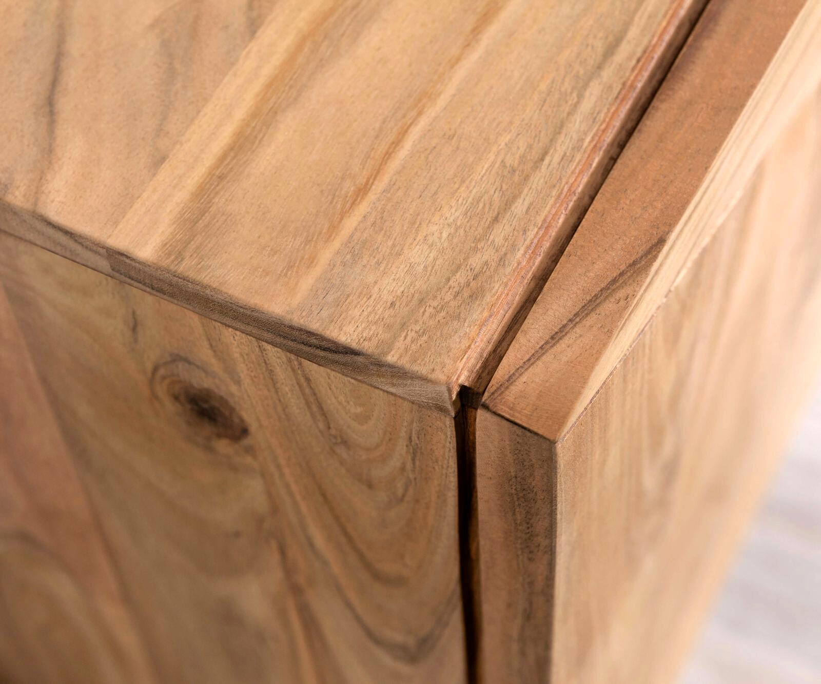 Design-buffet Wyatt 175 cm 3D optique centrale acacia naturel acier inoxydable 1