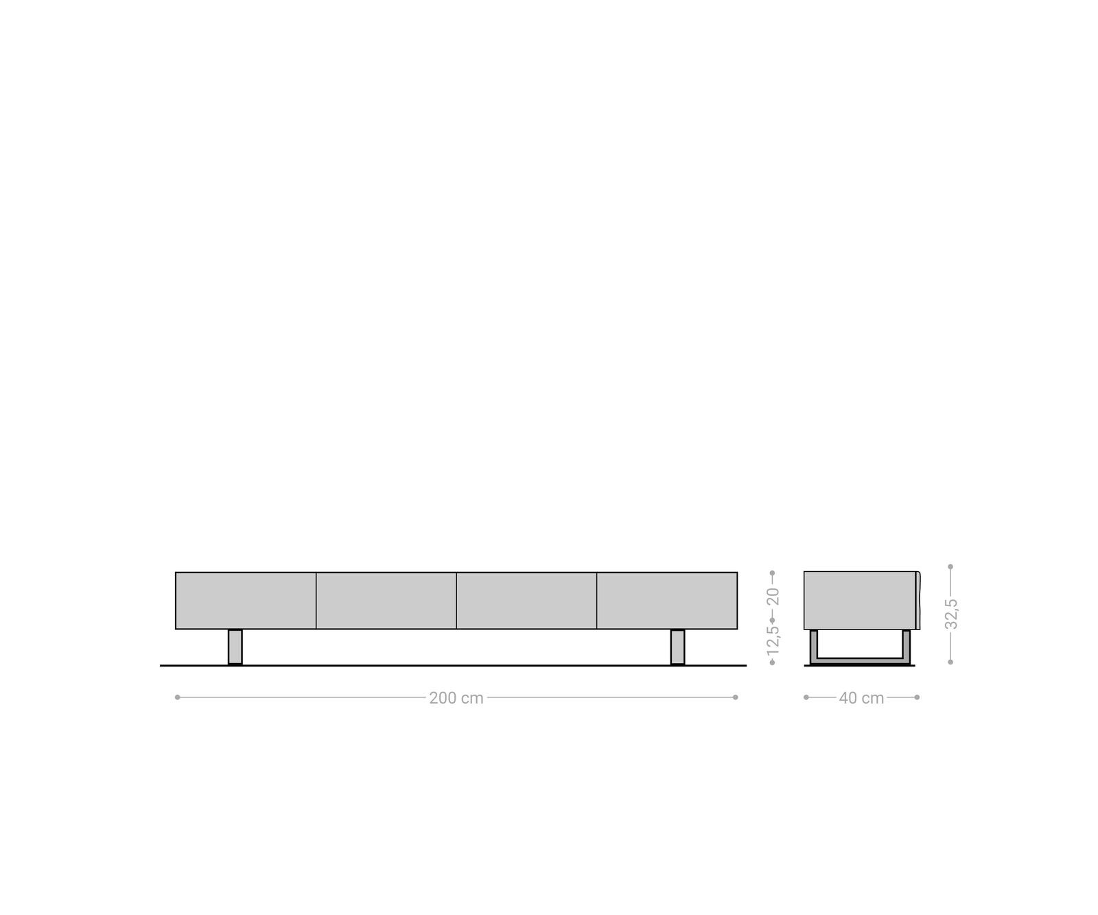 Lowboard New Live-Edge 200 cm Akazie Natur 4 Türen Kufe Edelstahl gebürstet 7