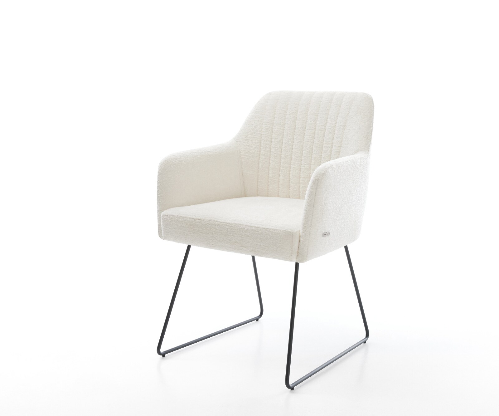 Chaise-de-salle-à-manger Greg-Flex bouclé doux beige pied trapèze noir resorts ensachés 1