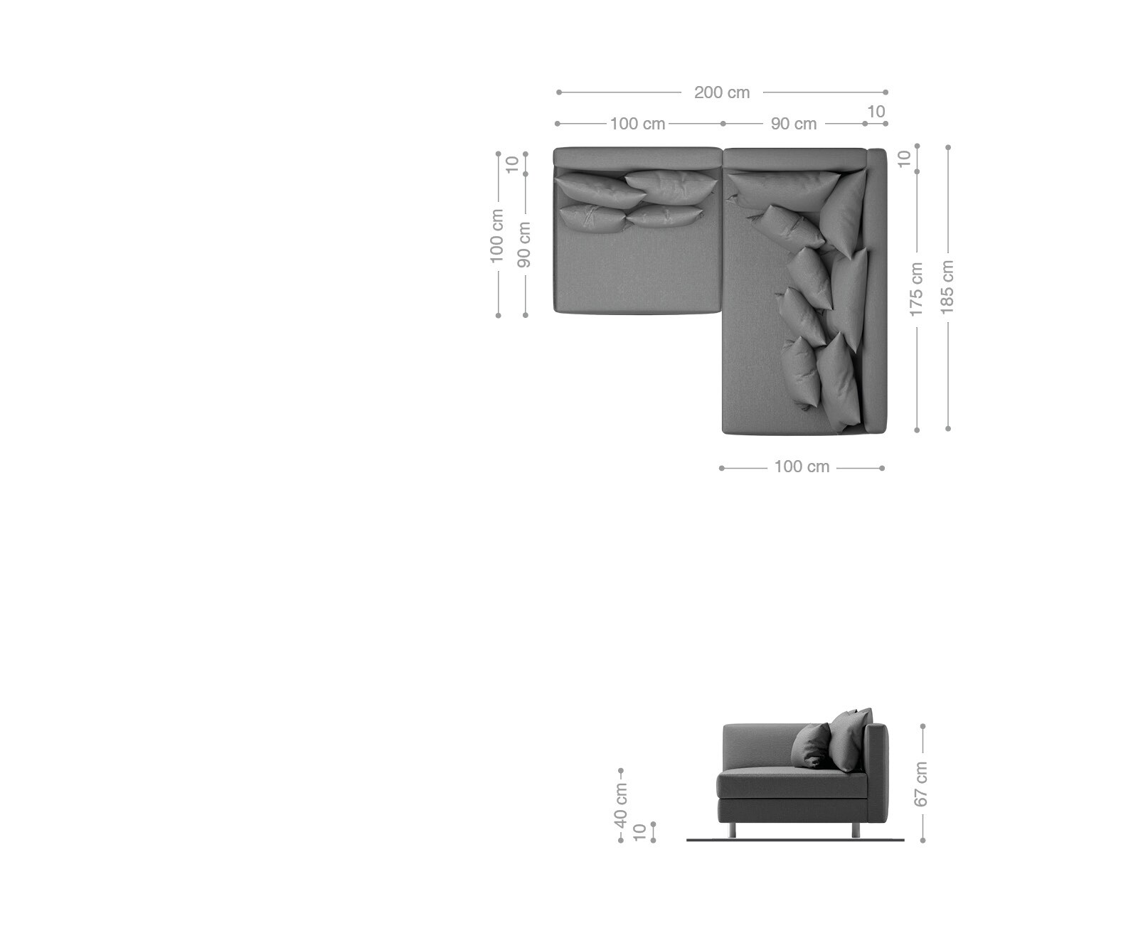 Ecksofa Clovis Schwarz Ottomane Rechts Modulsofa erweiterbar 6