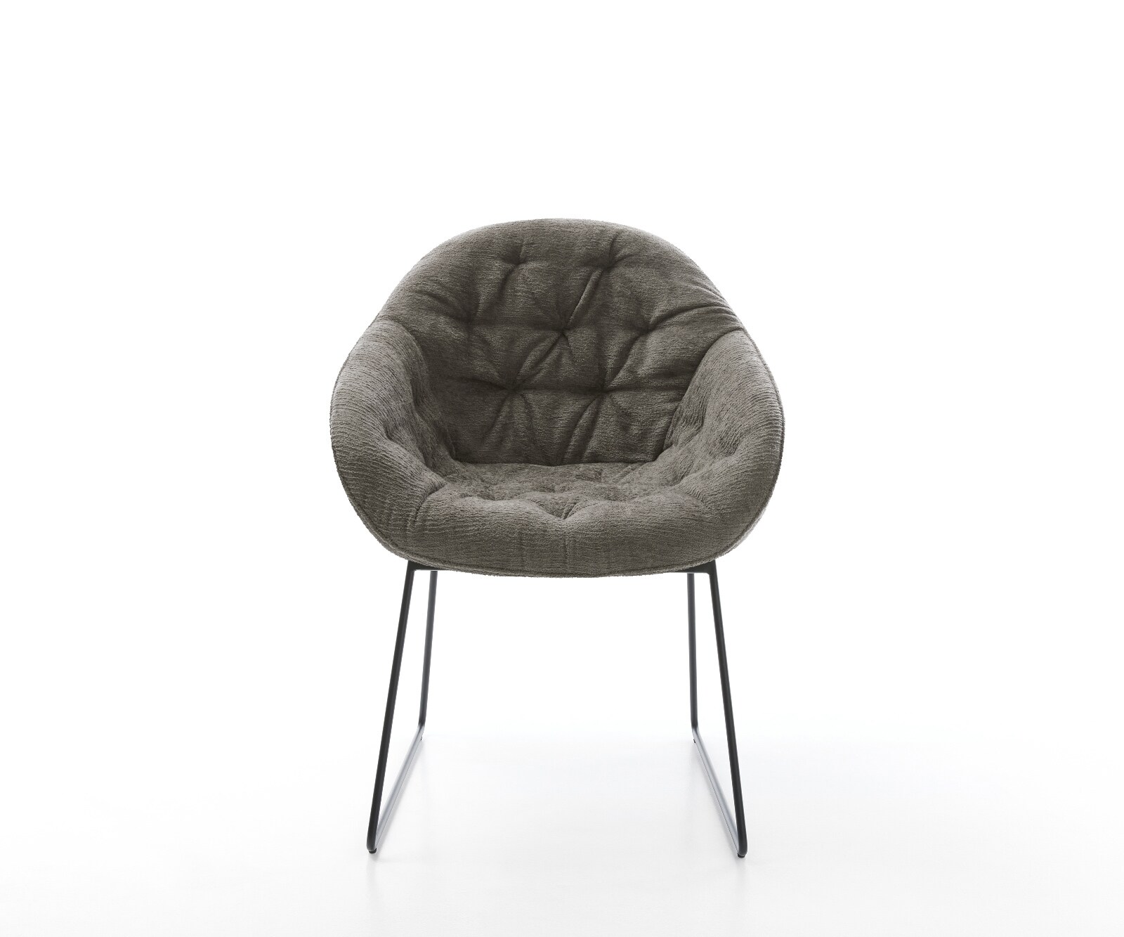 Chaise-de-salle-à-manger Gaio-Flex bouclé doux couleur boue pied trapèze noir 2