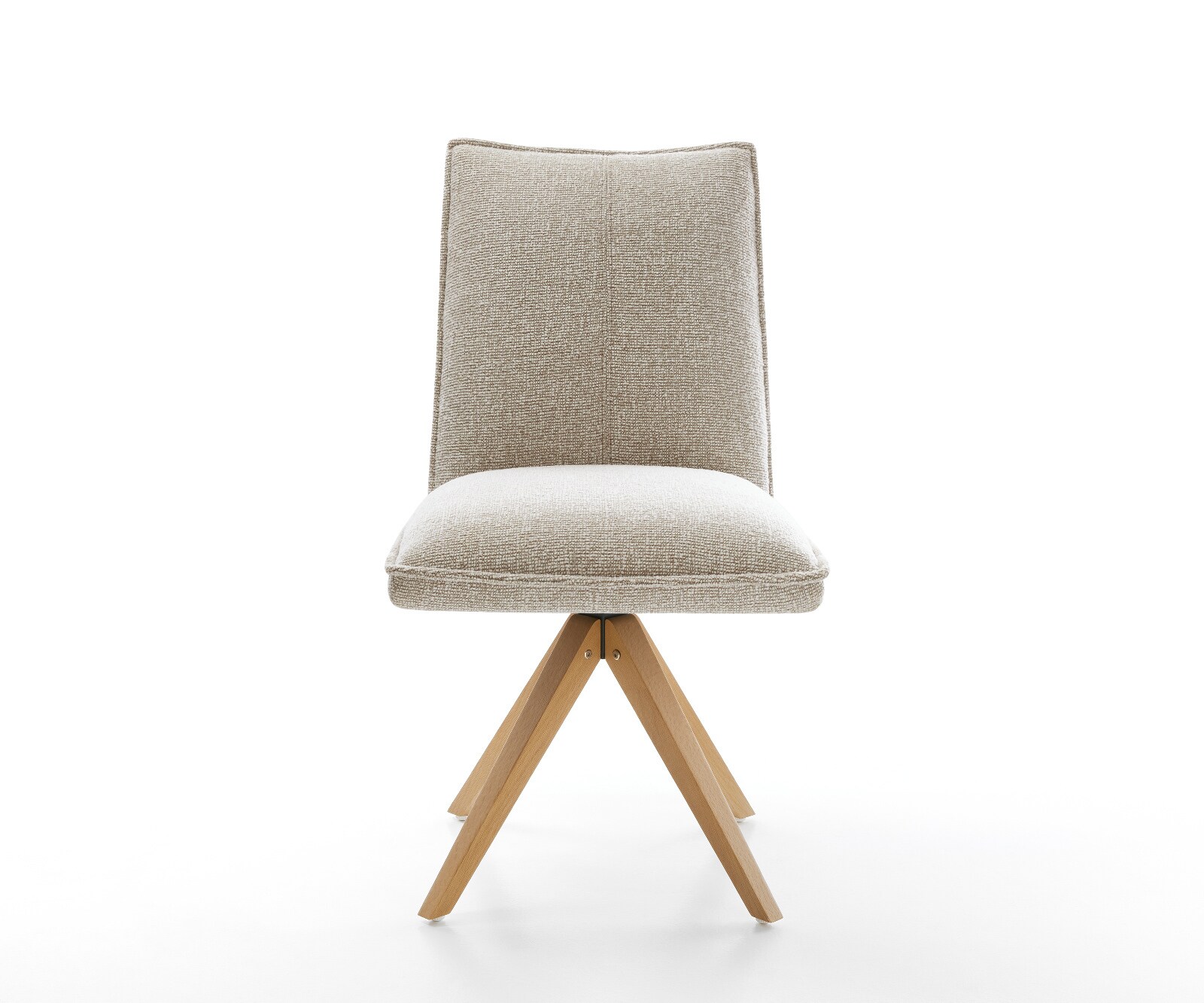 Drehstuhl Lelio-Flex Webstoff Soft Beige Holzgestell kantig Natur 180° drehbar Taschenfederkern 1