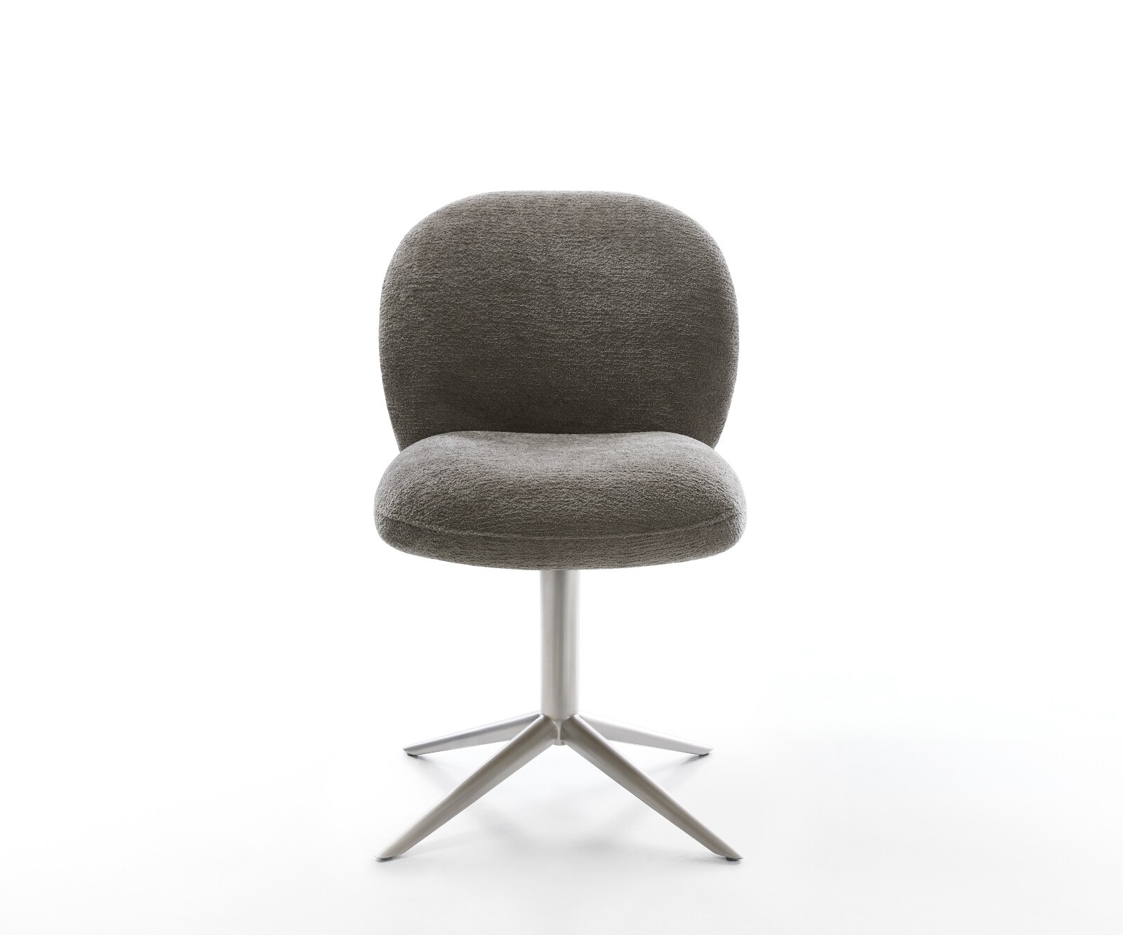 Chaise-pivotante Nube-Flex bouclé doux couleur boue pied de chaise 4 branches acier inoxydable pivotement sur 360° fonction bascule resorts ensachés 1